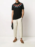 FesFas feather-print Polo Shirt | Black