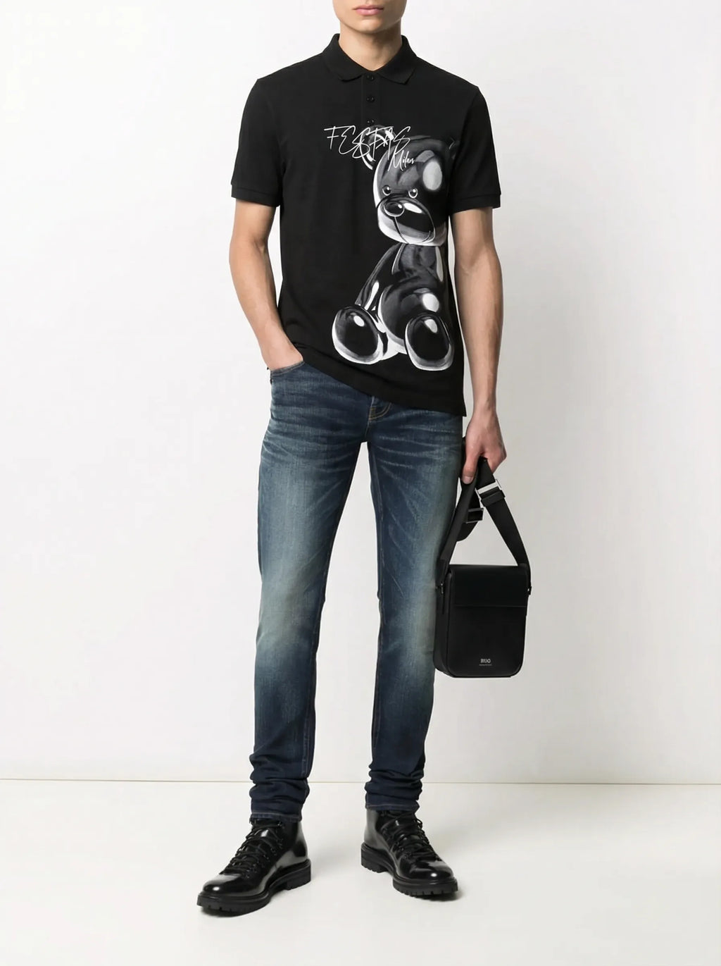 FesFas bear-print Polo Shirt | Black