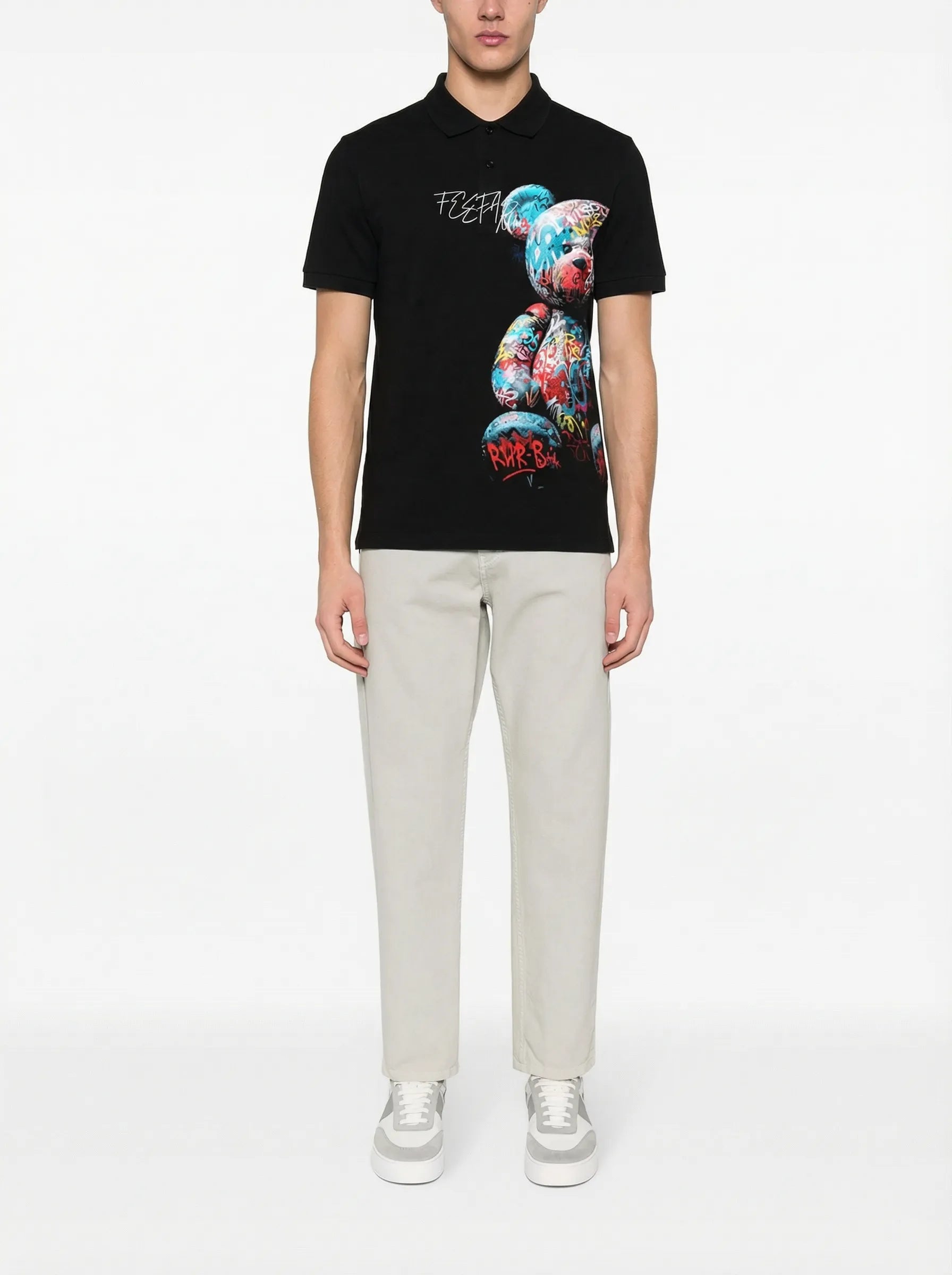 FesFas bear-print Polo Shirt | Black