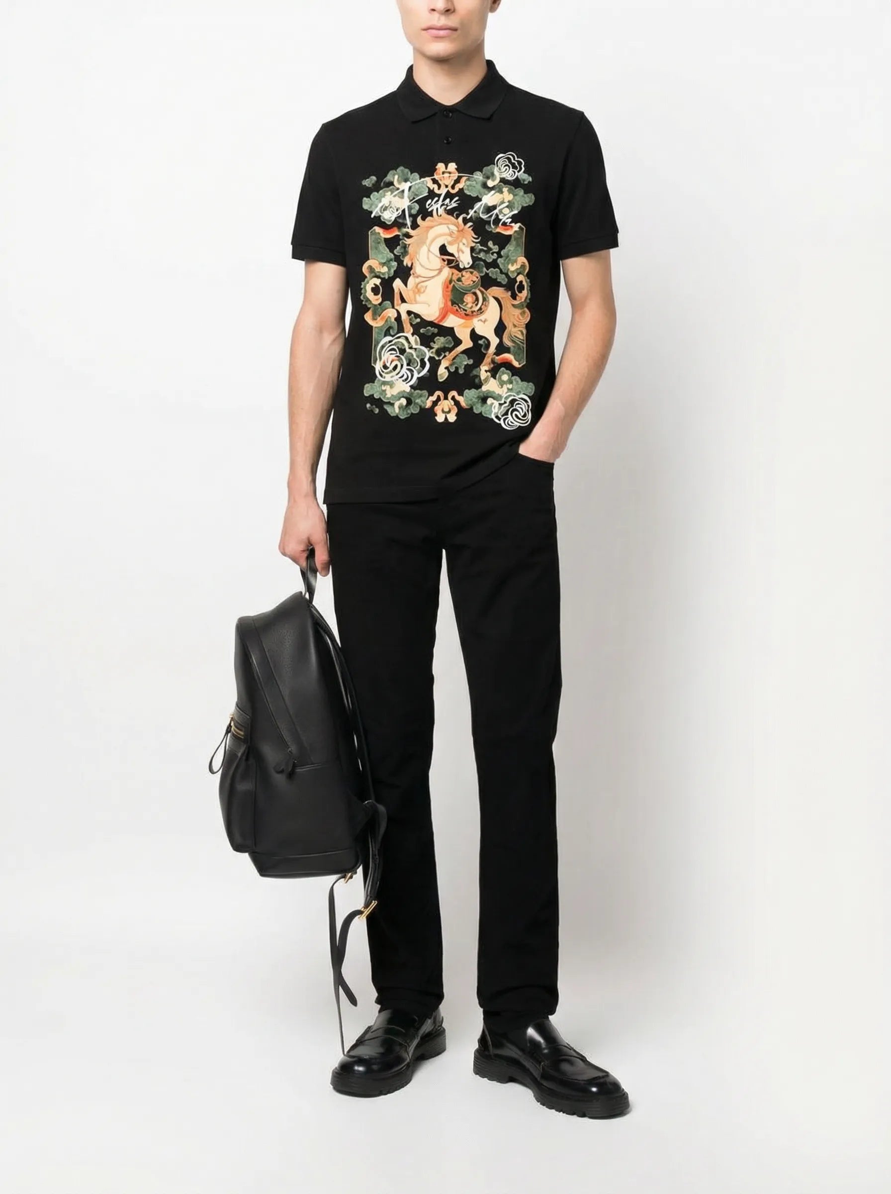 FesFas horse-print Polo Shirt | Black