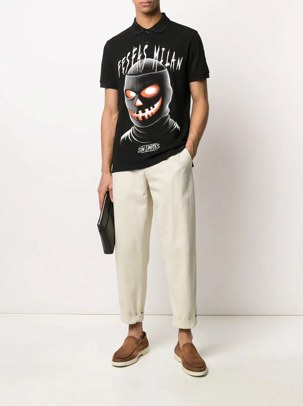FesFas pumpkin mask-print Polo Shirt | Black