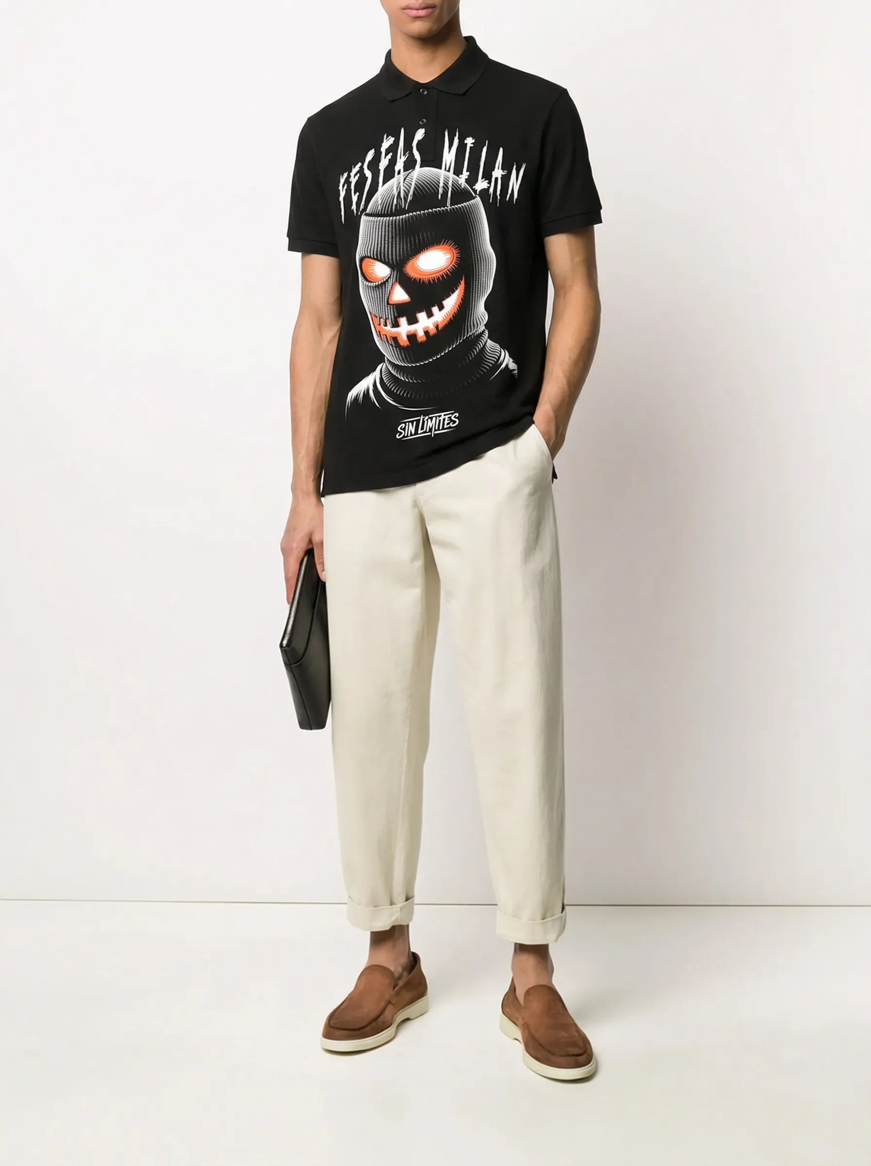 FesFas pumpkin mask-print Polo Shirt | Black