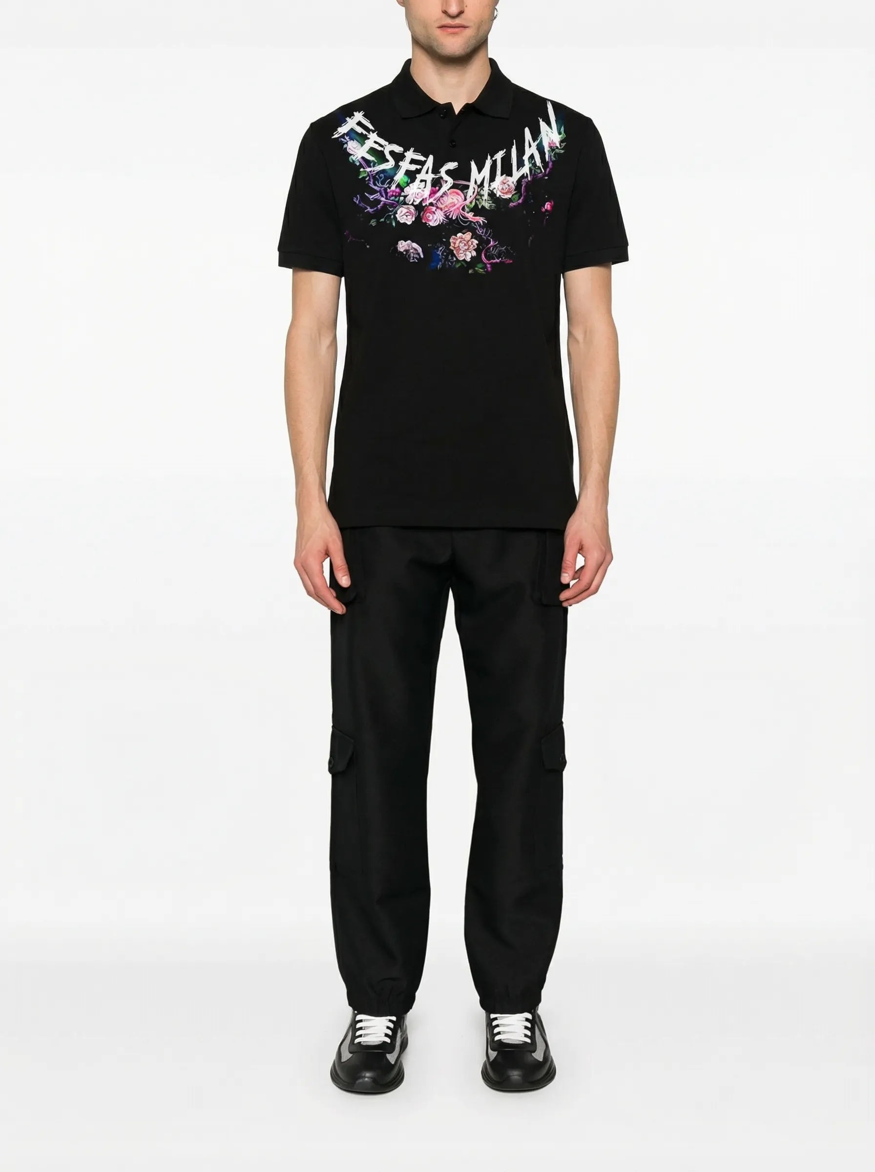 FesFas flowers-print Polo Shirt | Black