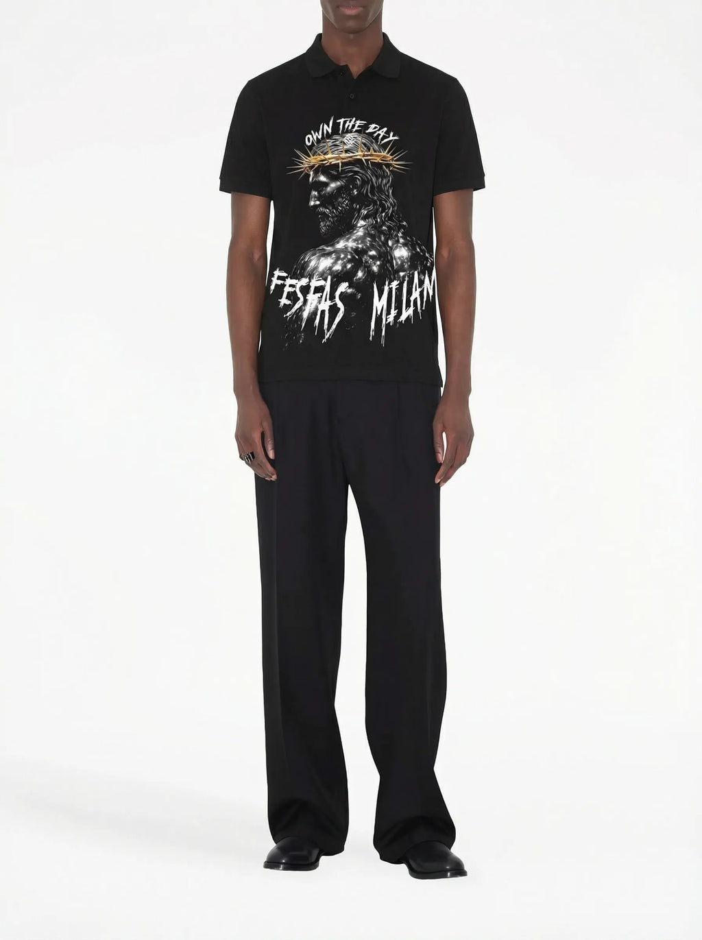 FesFas god-print Polo Shirt | Black