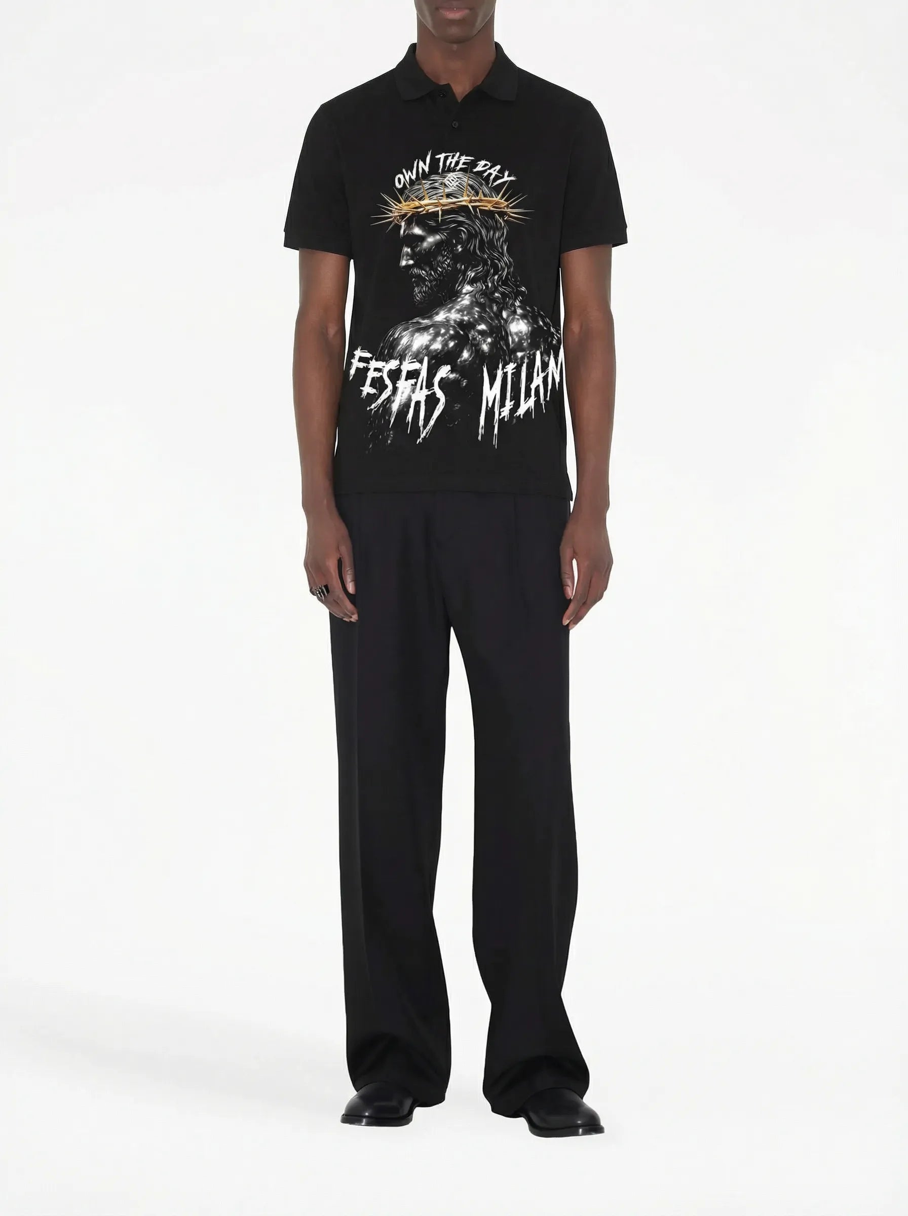 FesFas god-print Polo Shirt | Black