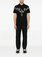 FesFas cross-print Polo Shirt | Black