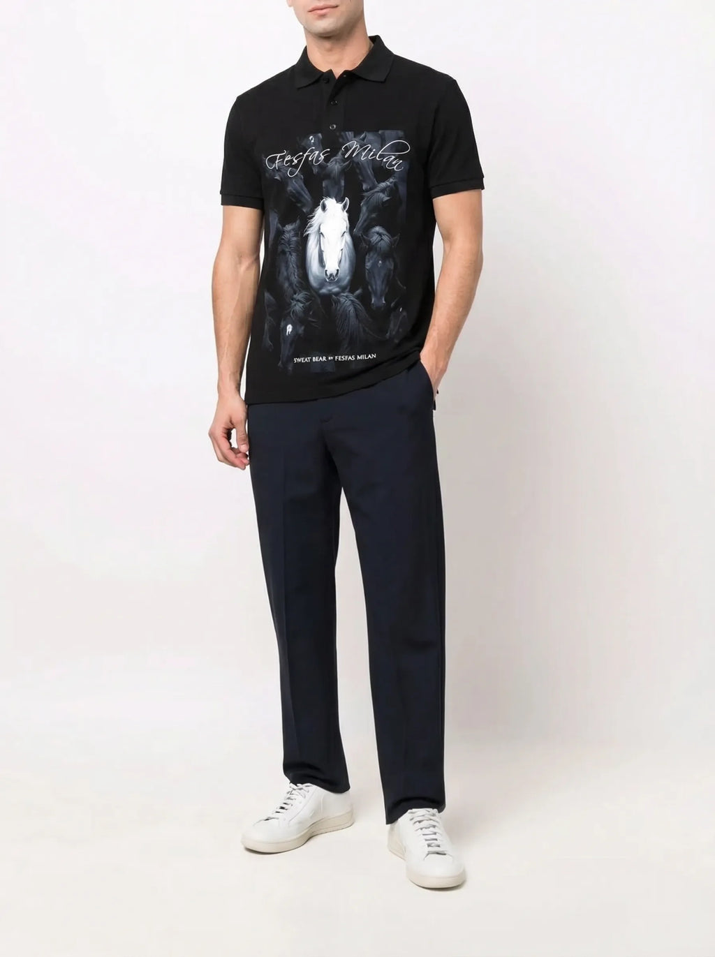 FesFas night horse-print Polo Shirt | Black