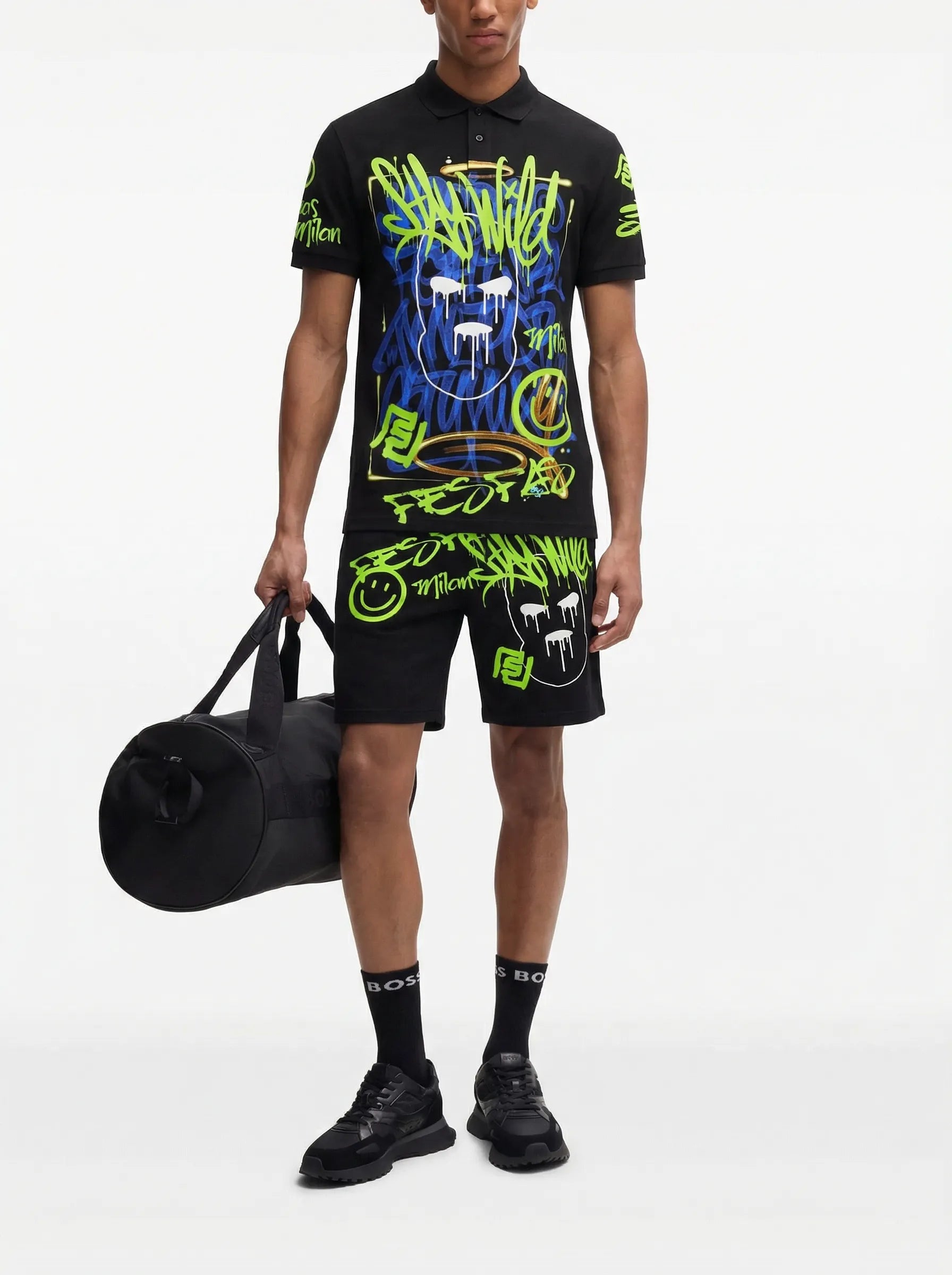FesFas Hologram-print Polo Set | Men | Black