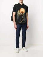 FesFas Angel-print Polo Shirt | Black