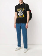 FesFas Angel-print Polo Shirt | Black