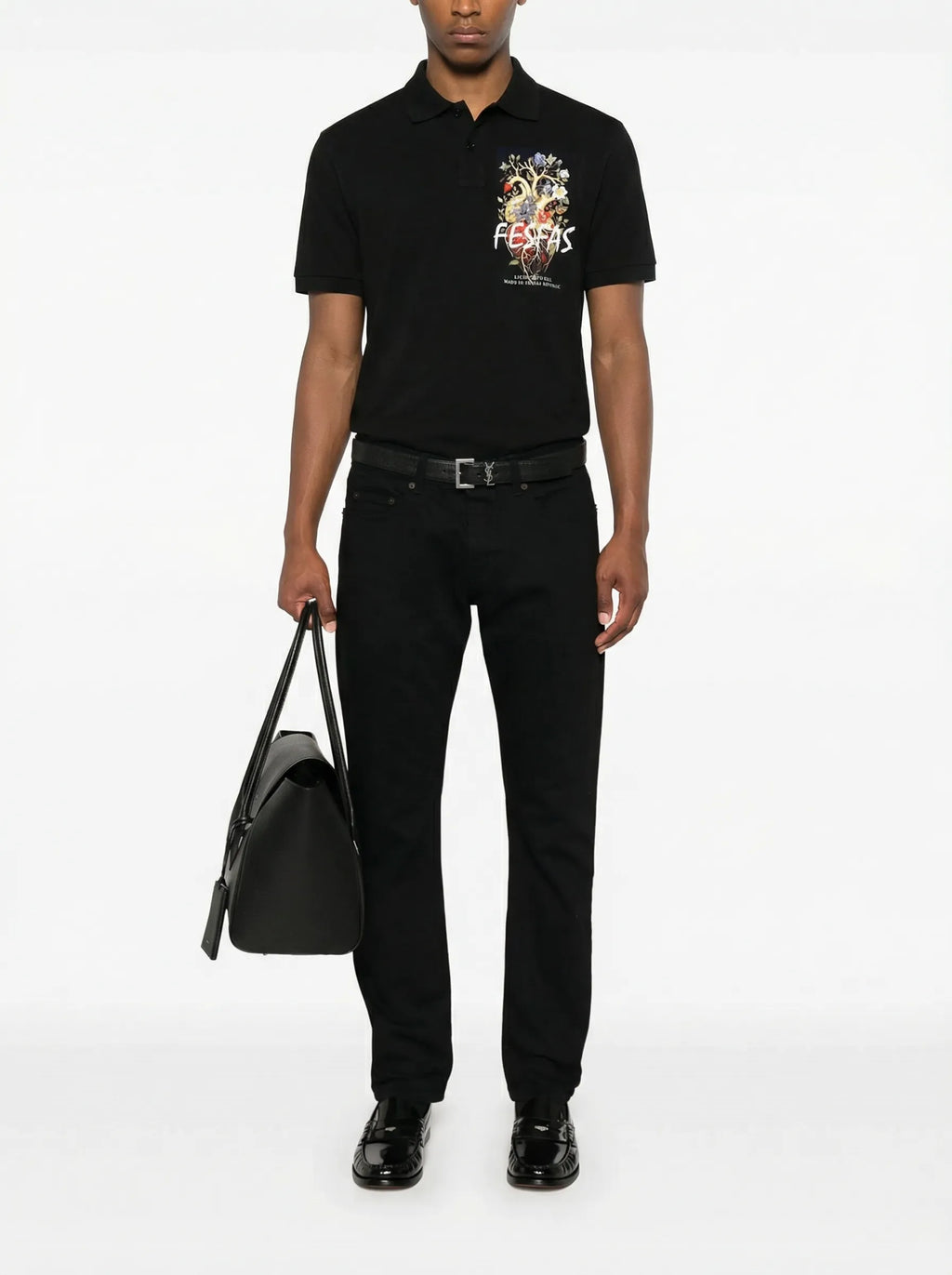 FesFas Heart-print Polo Shirt | Black