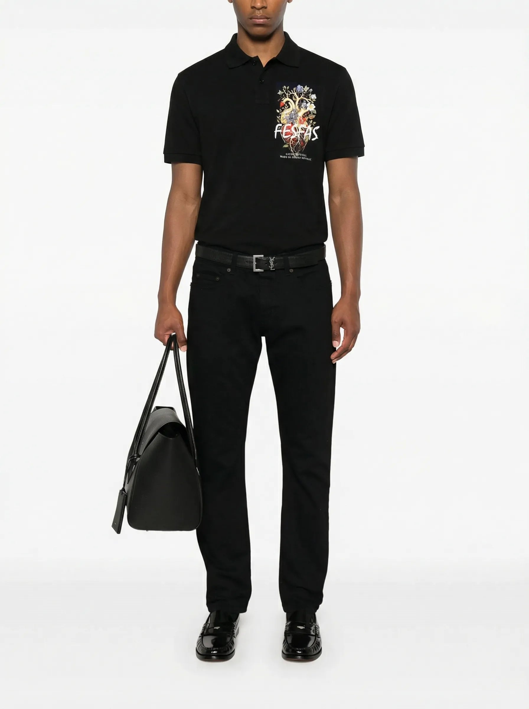 FesFas Heart-print Polo Shirt | Black