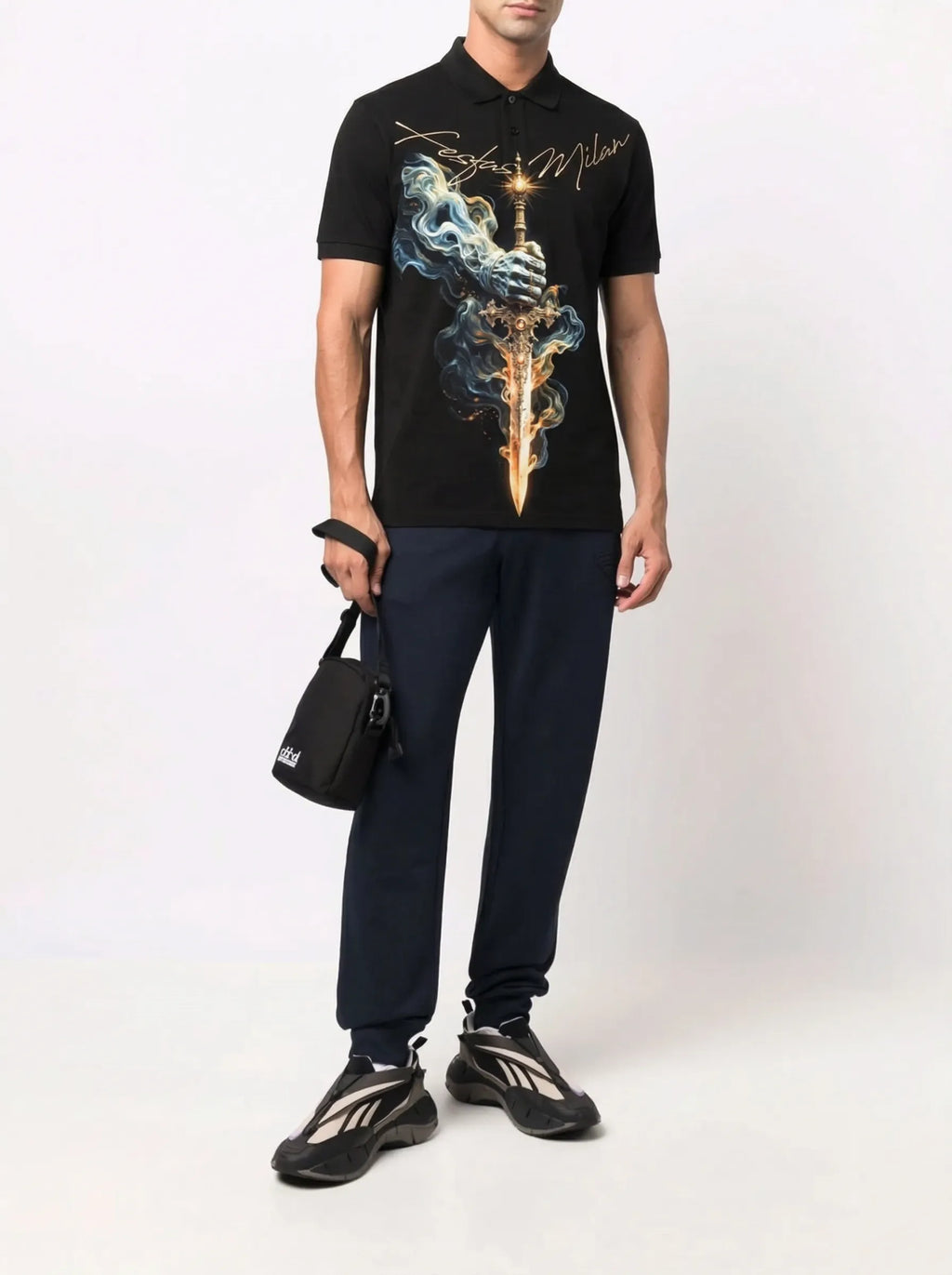 FesFas Sword-print Polo Shirt | Black