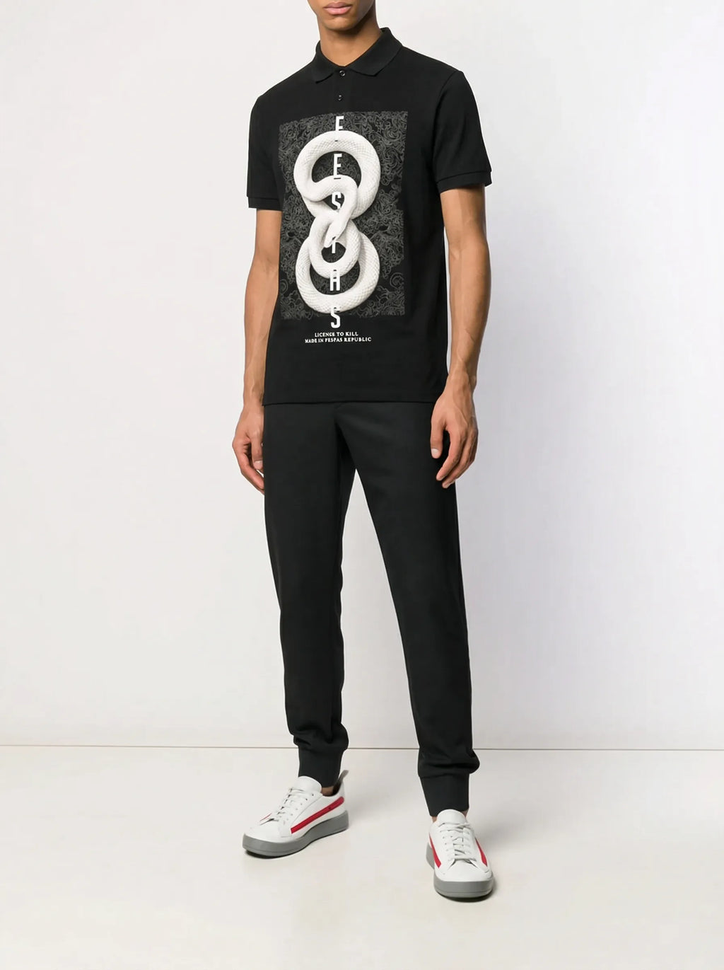 FesFas Snake-print Polo Shirt | Black
