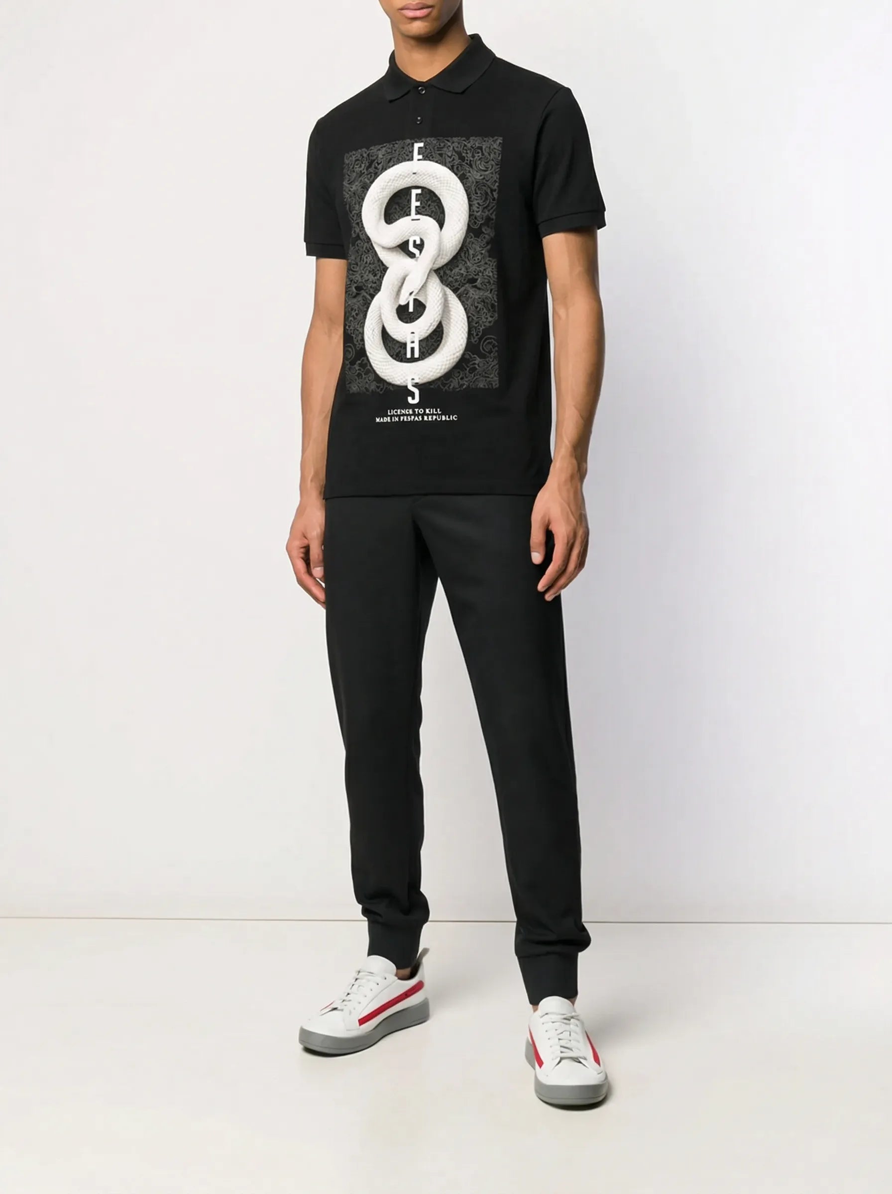 FesFas Snake-print Polo Shirt | Black