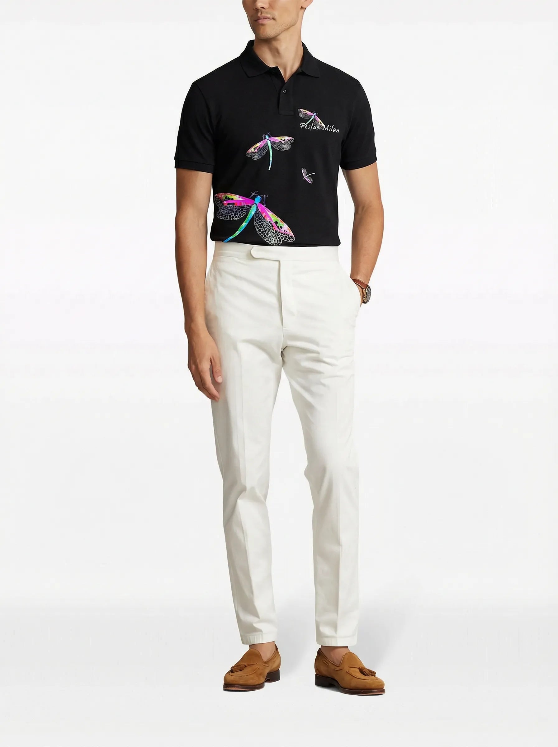 FesFas Dragonfly-print Polo Shirt | Black