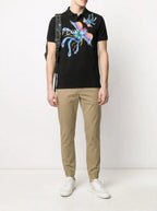 FesFas Peacock-print Polo Shirt | Black