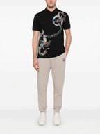 FesFas Peacock-print Polo Shirt | Black