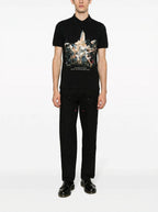 FesFas Angel-print Polo Shirt | Black