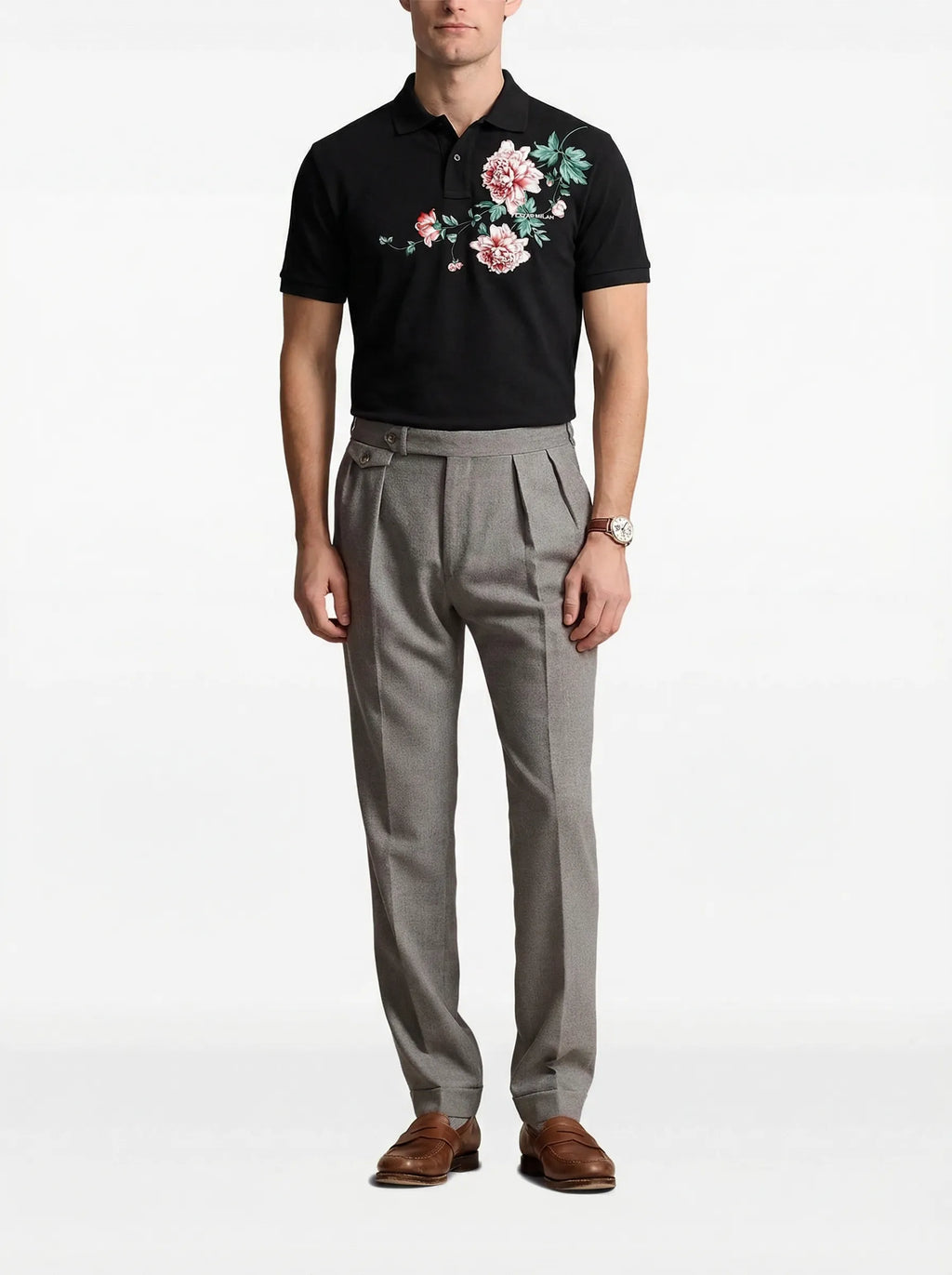 FesFas Floral-print Polo Shirt | Black