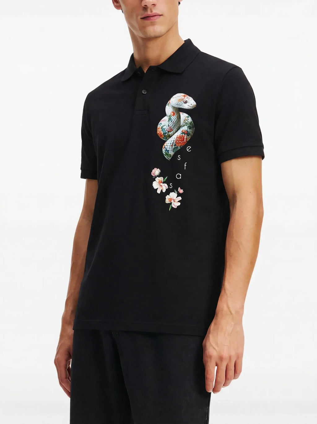 FesFas Snake-print Polo Shirt | Black