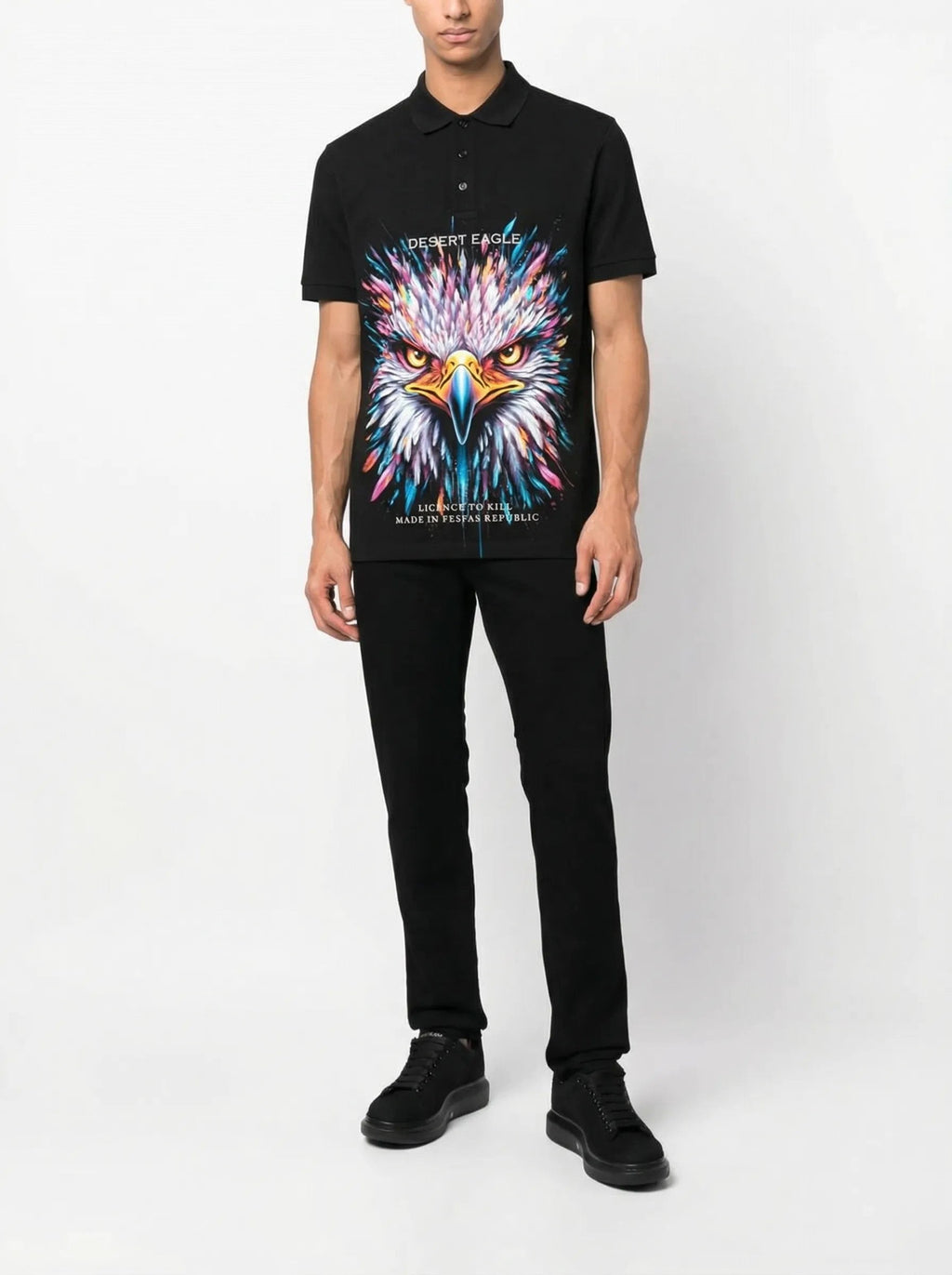 FesFas Eagle-print Polo Shirt | Black