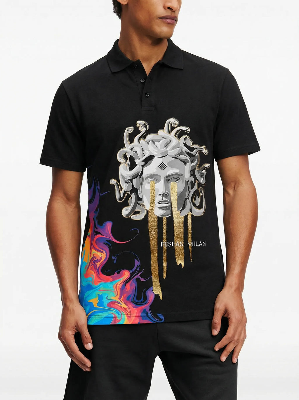 FesFas Medusa-print Polo Shirt | Black