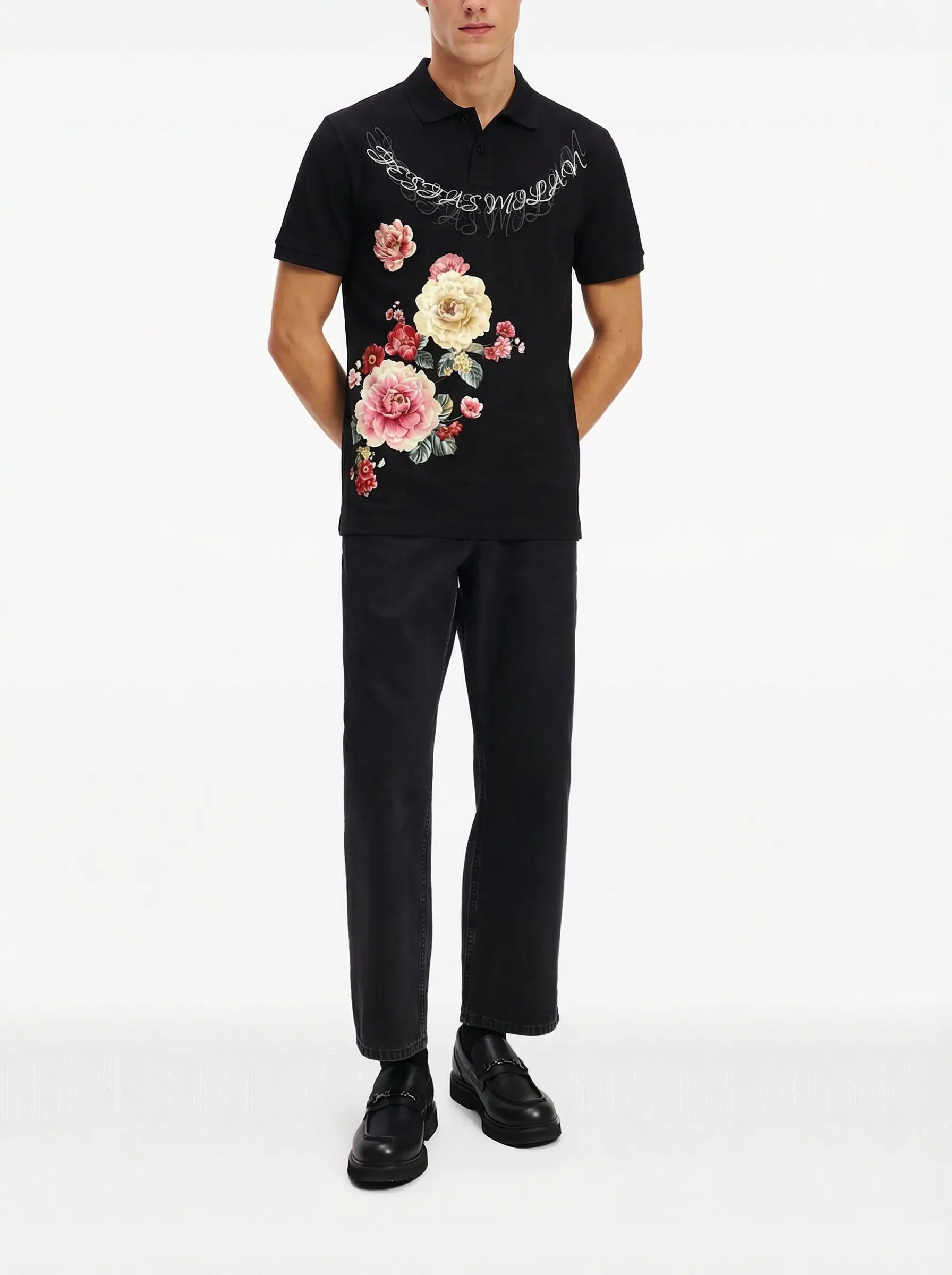 FesFas Floral-print Polo Shirt | Black