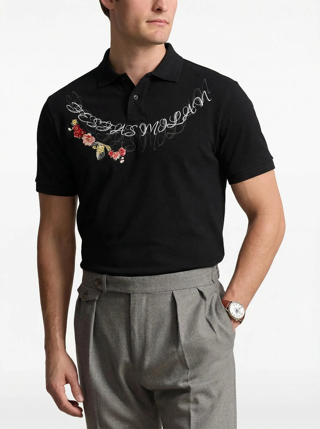 FesFas Floral-print Polo Shirt | Black
