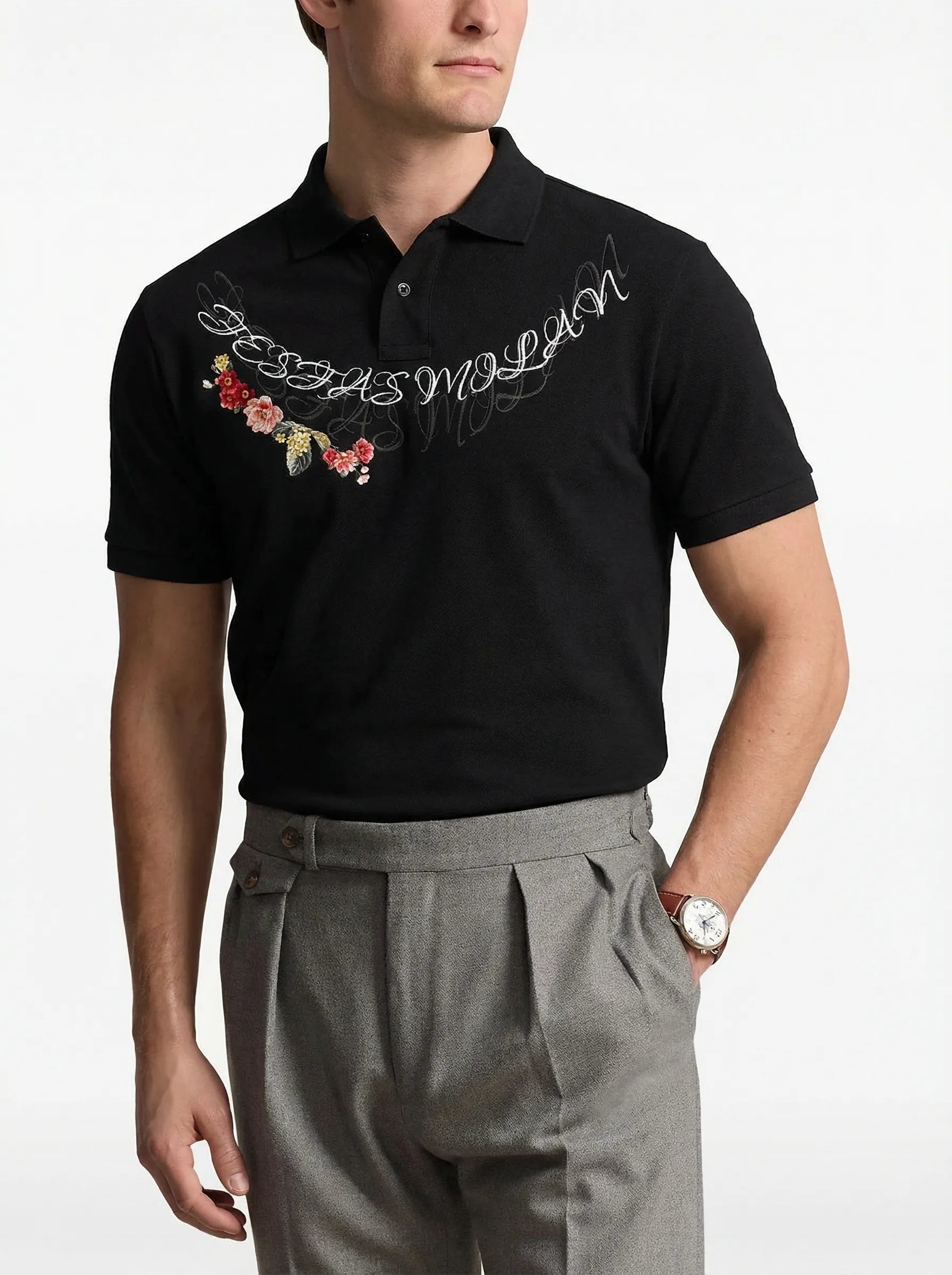 FesFas Floral-print Polo Shirt | Black