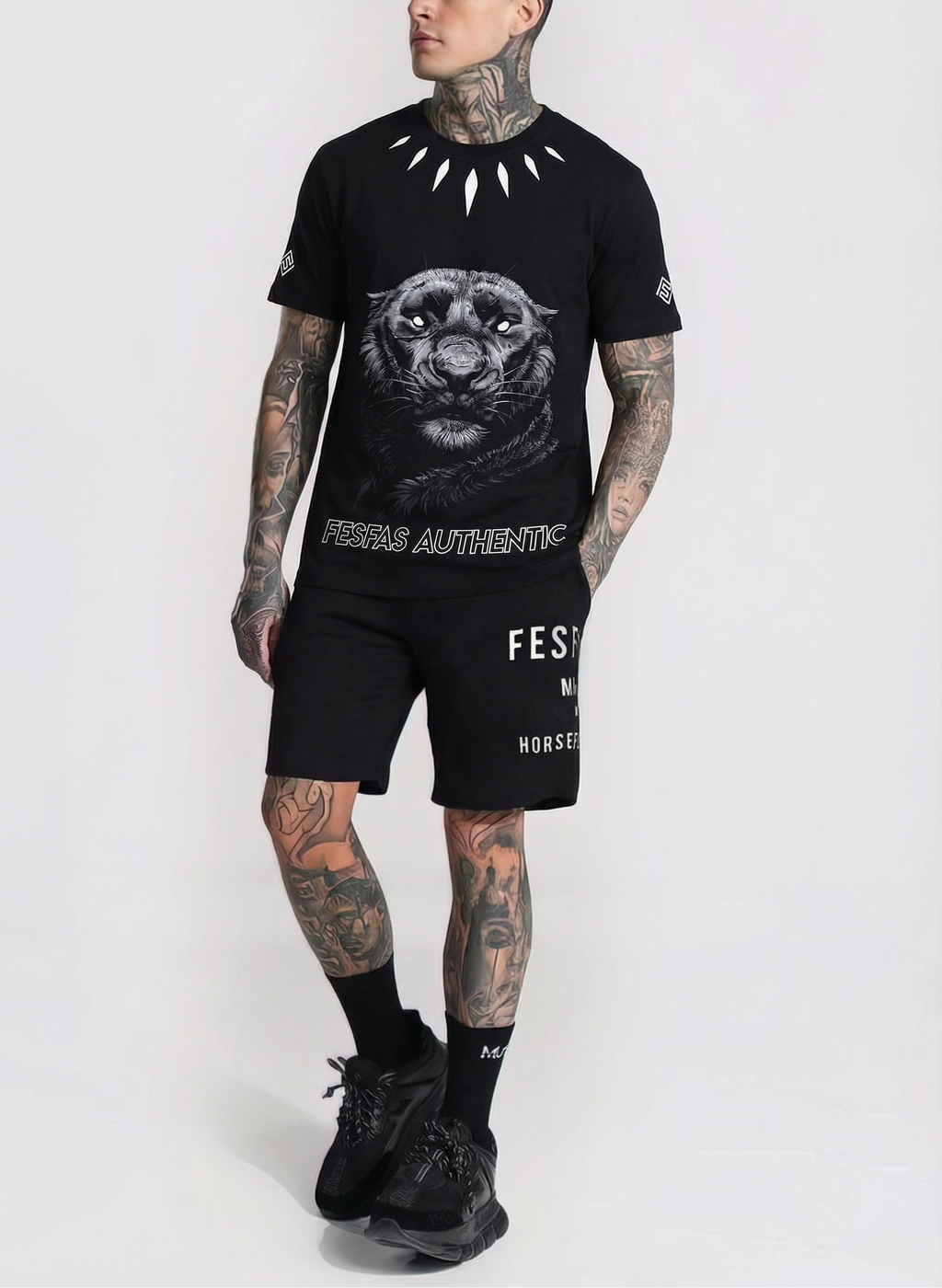FesFas panther-print T-shirt Set | Black