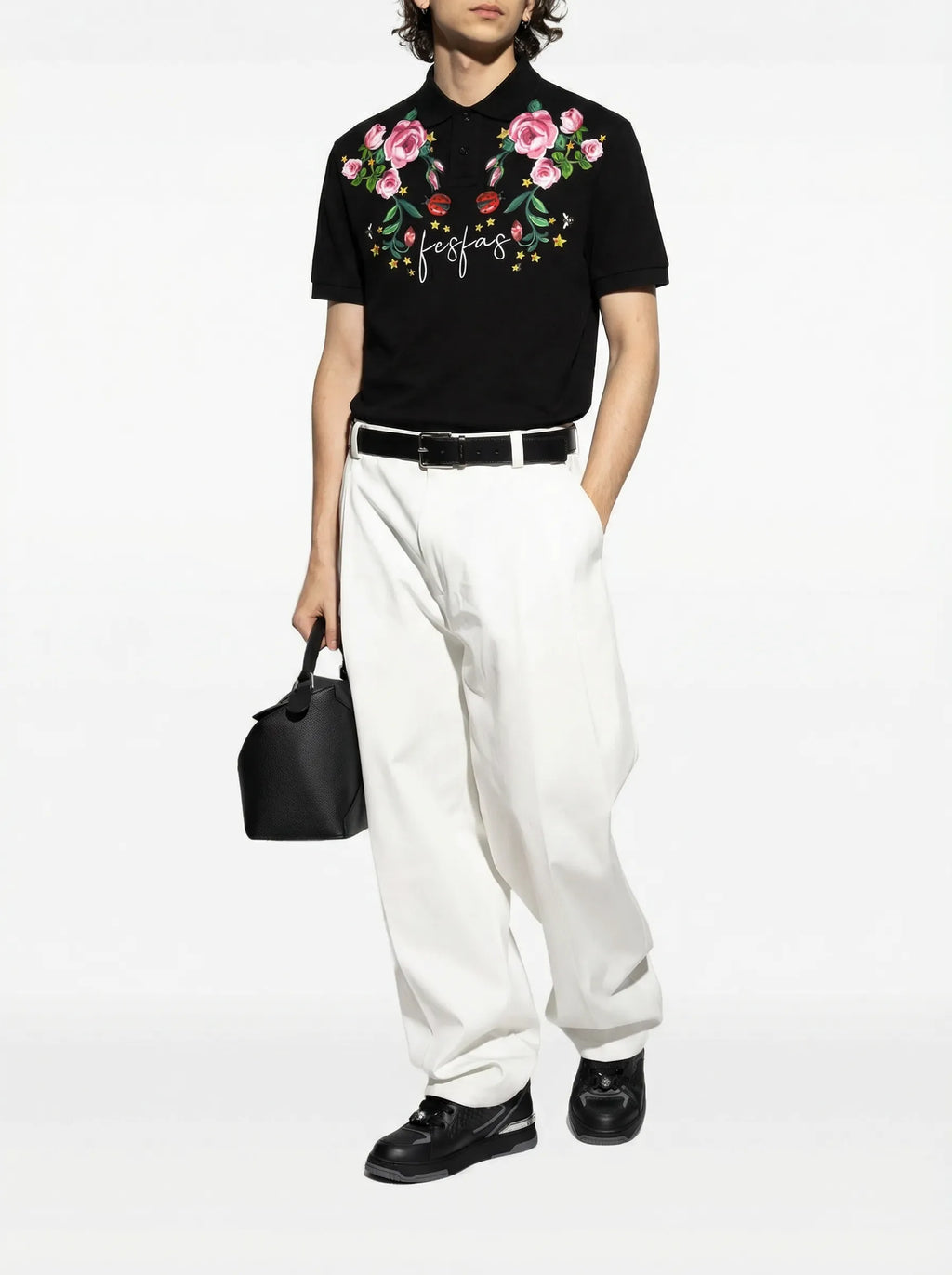 FesFas Floral-print Polo Shirt | Black