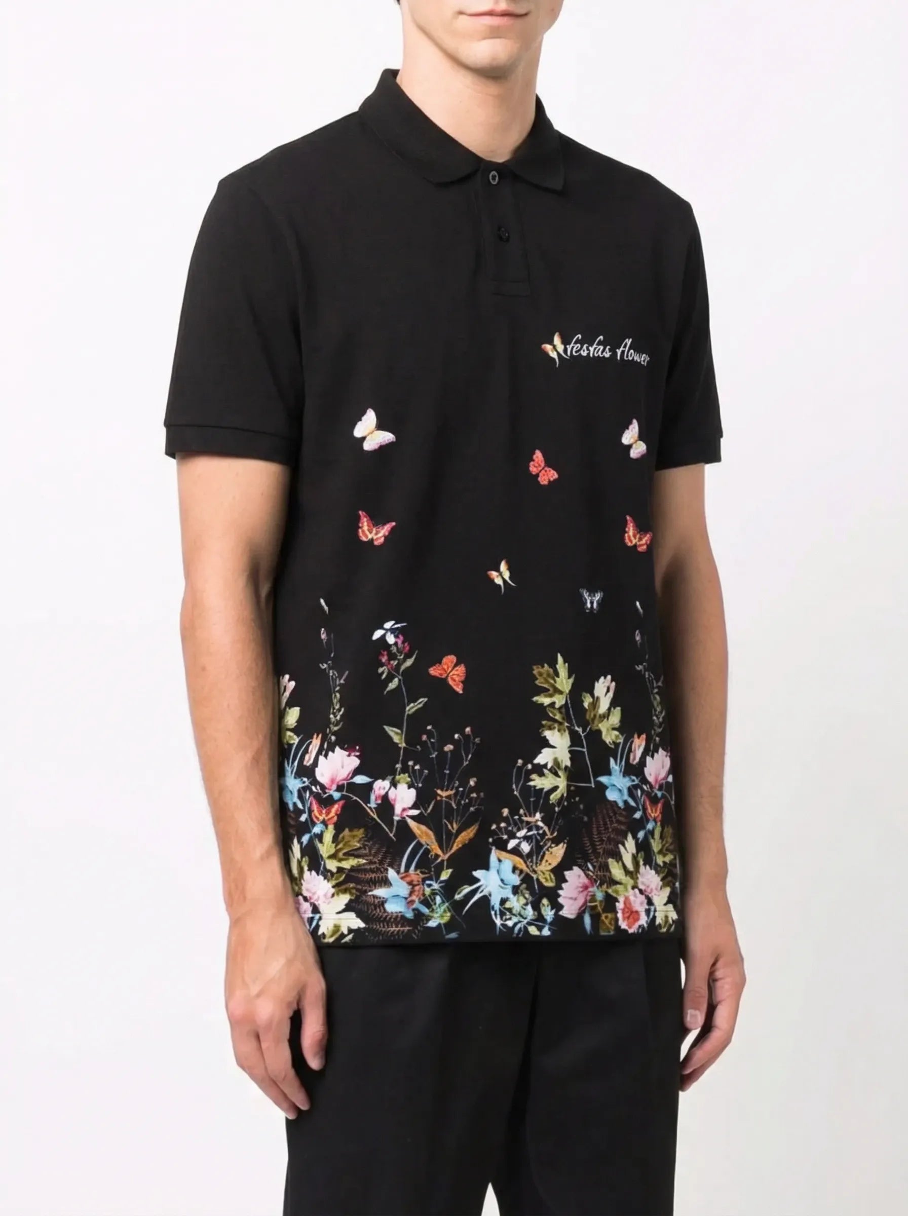 FesFas Floral-print Polo Shirt | Black