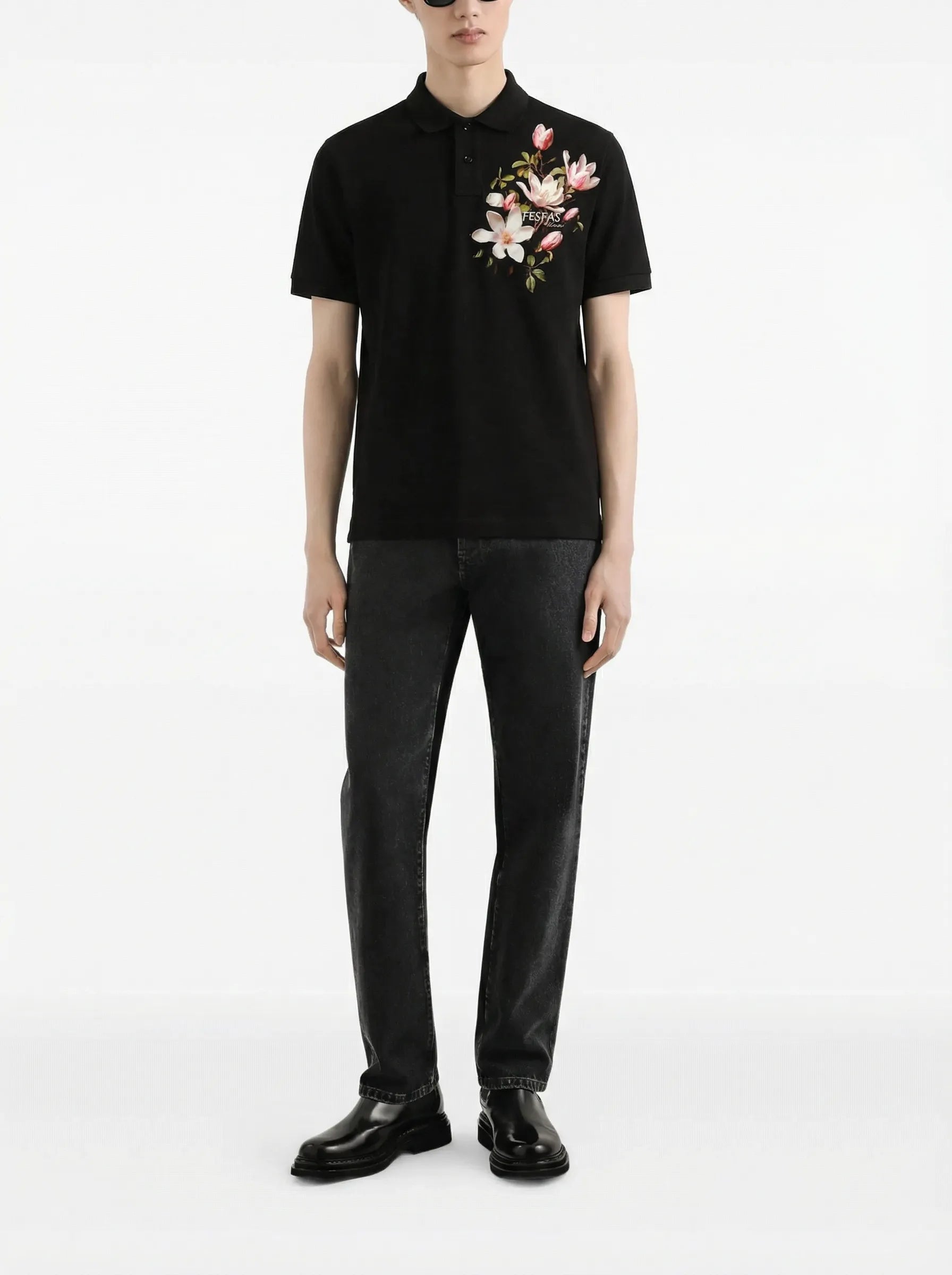 FesFas Floral-print Polo Shirt | Black