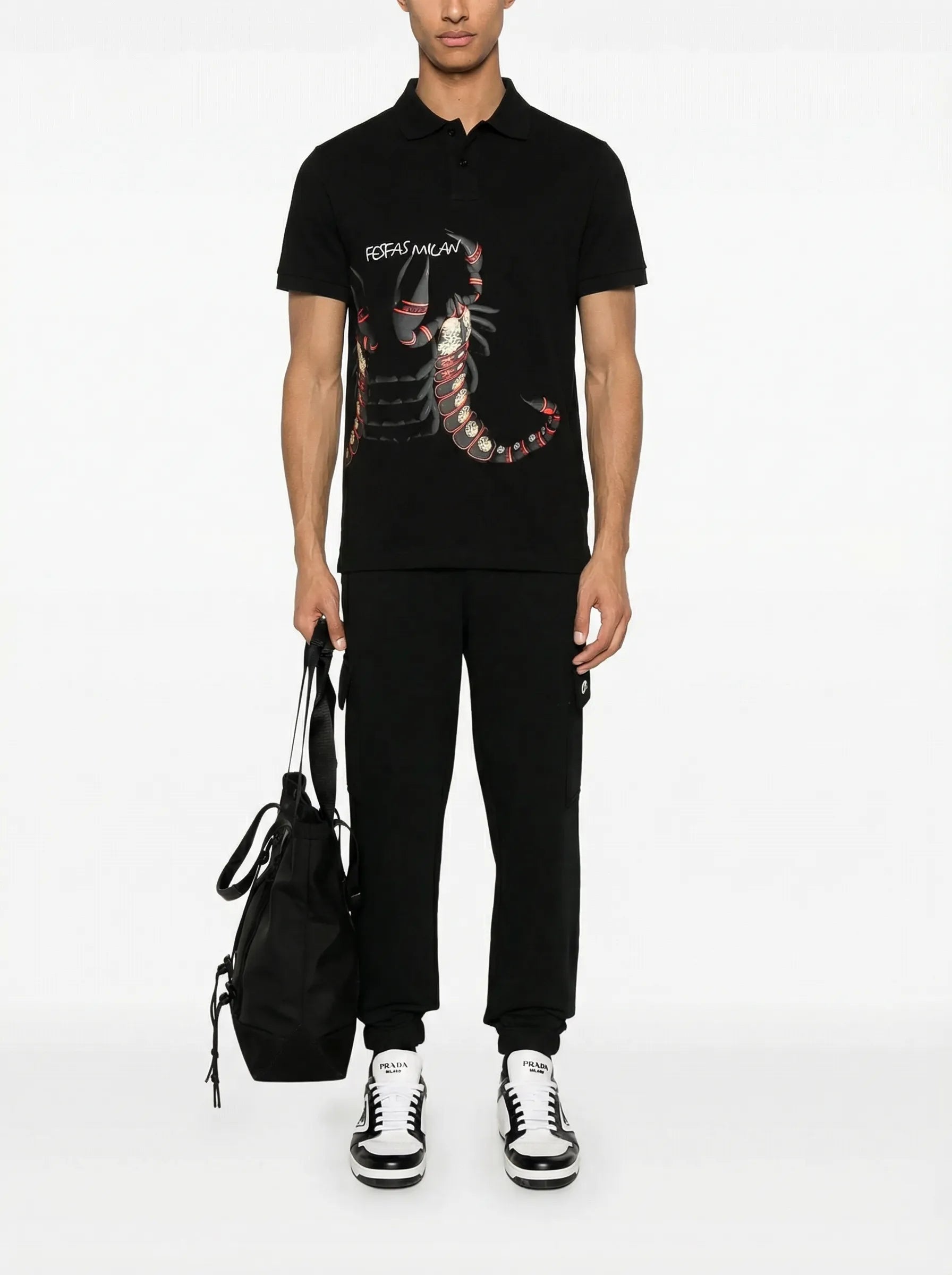 FesFas Scorpion-print Polo Shirt | Black