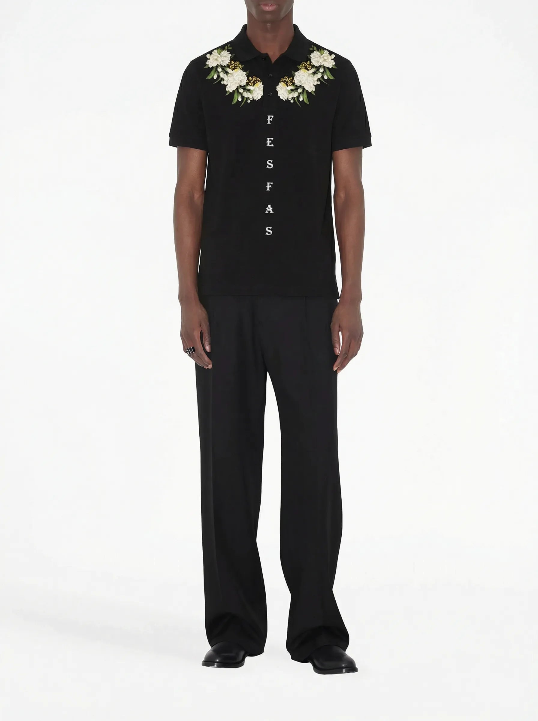 FesFas Floral-print Polo Shirt | Black