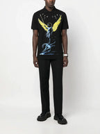 FesFas Angel-print Polo Shirt | Black