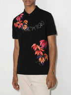 FesFas Leaf-print Polo Shirt | Black