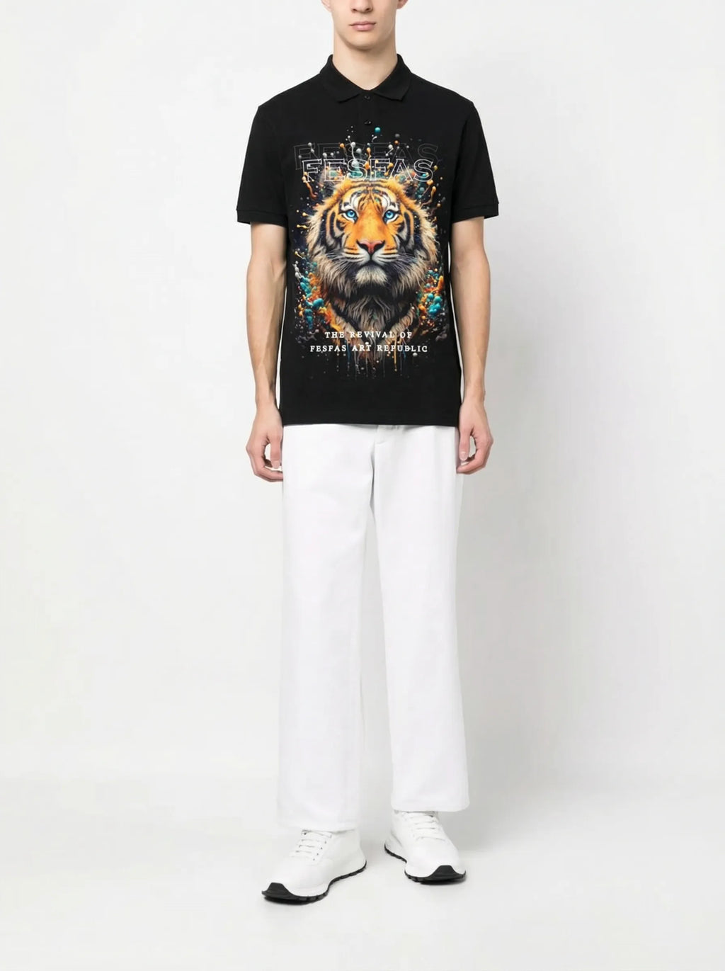 FesFas Tiger-print Polo Shirt | Black