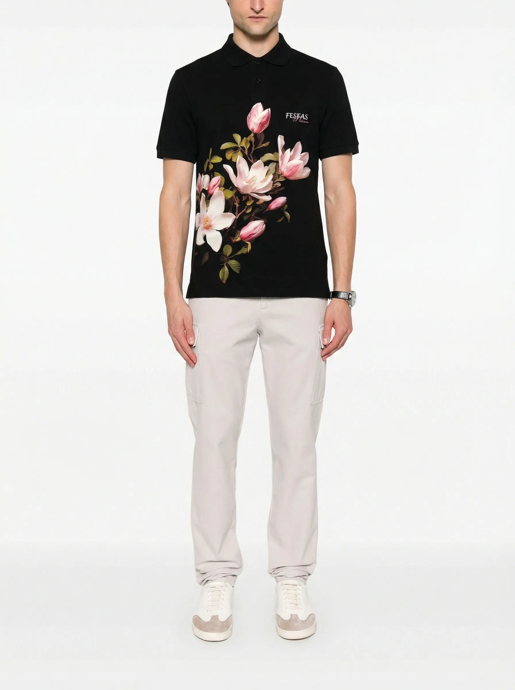 FesFas Floral-print Polo Shirt | Black