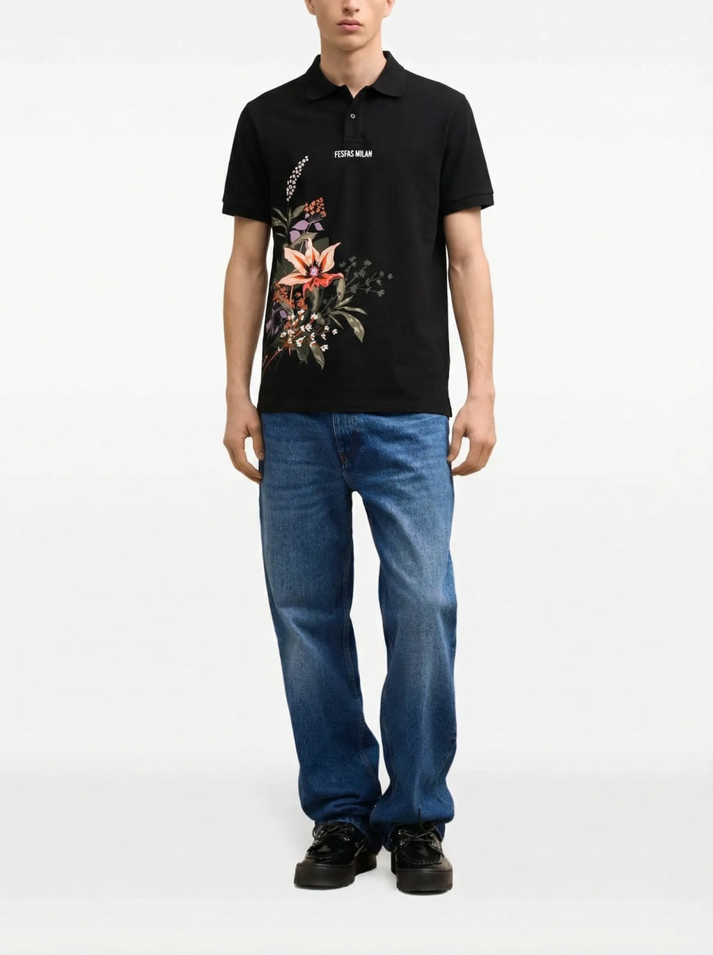 FesFas Floral-print Polo Shirt | Men | Black