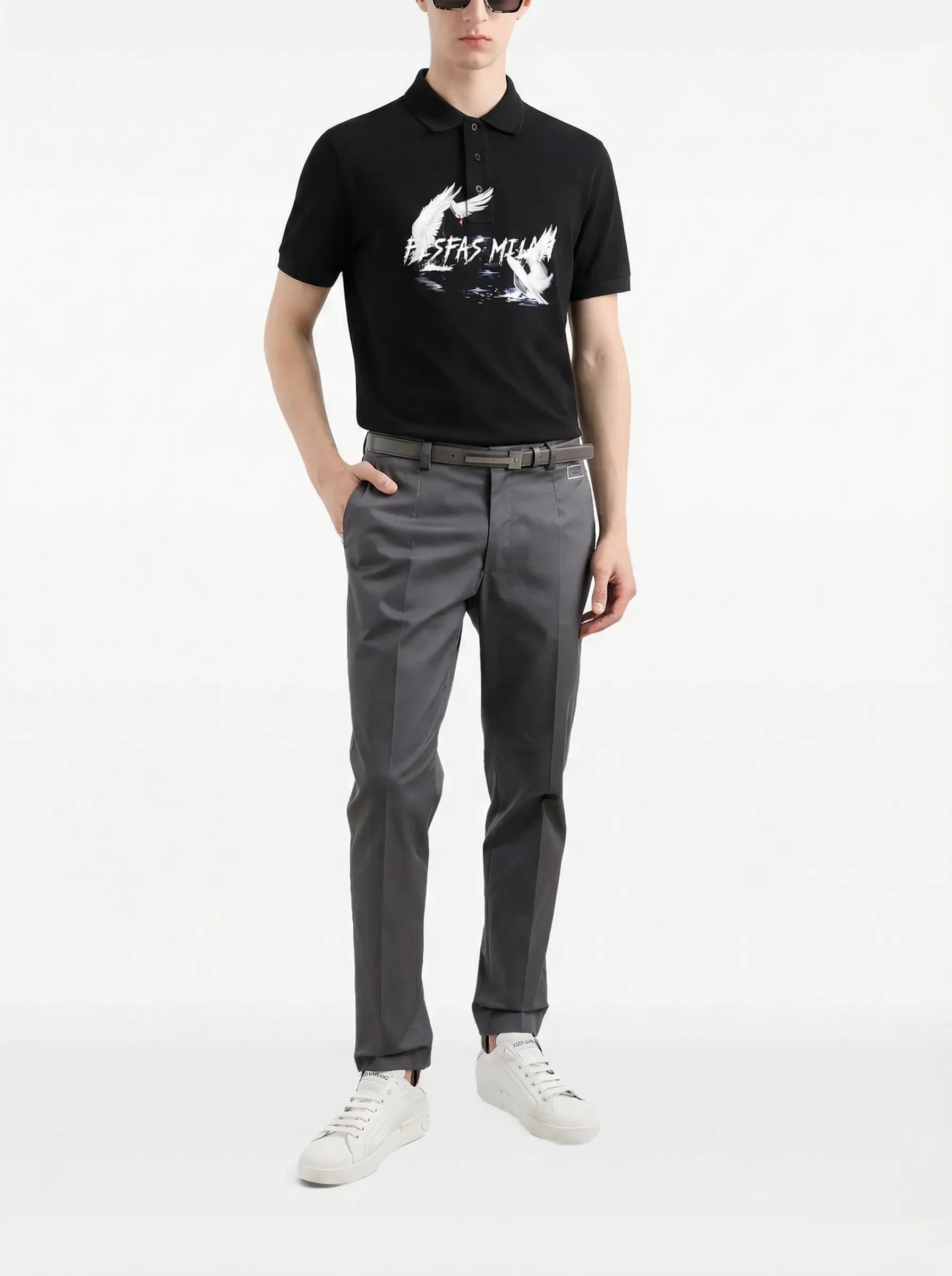 FesFas pigeons-print Polo Shirt