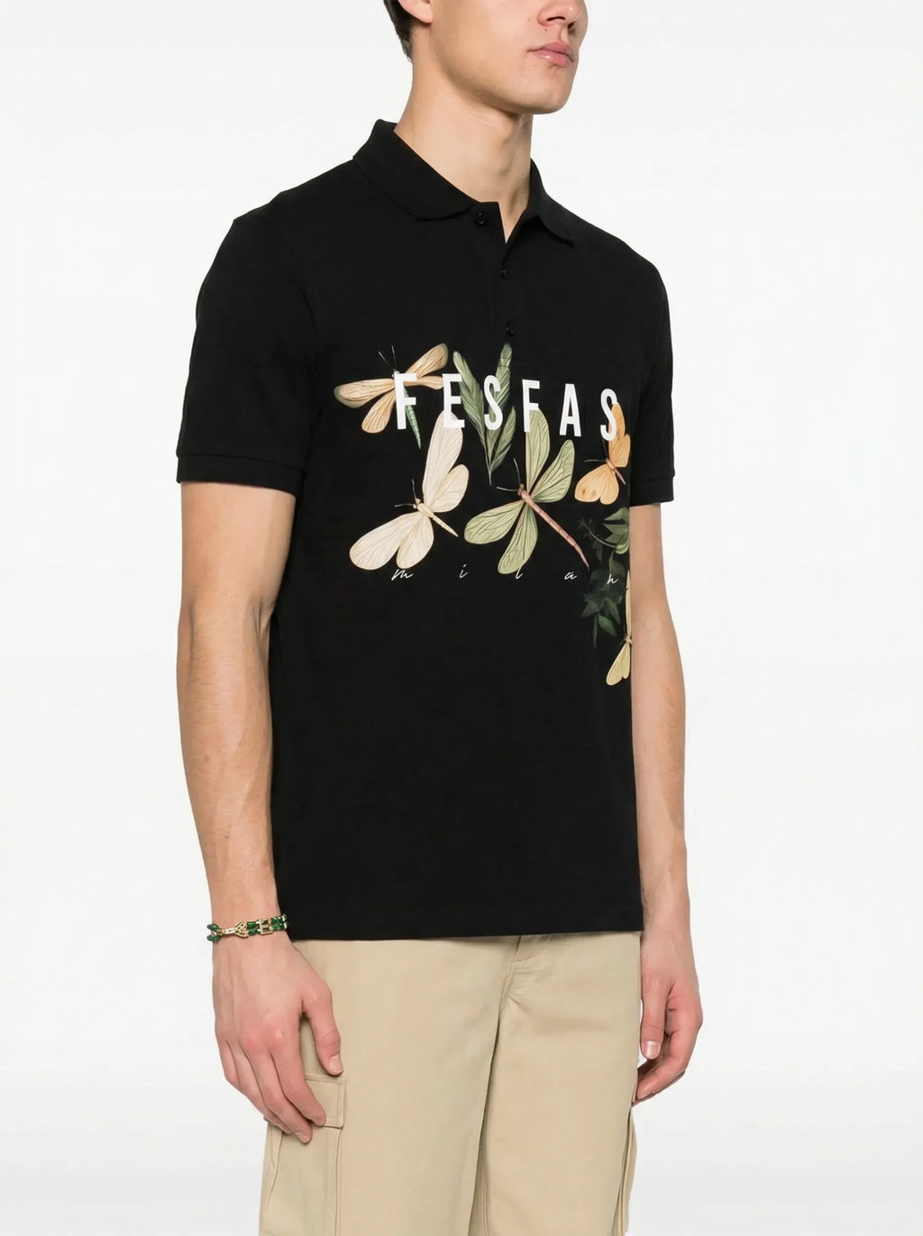FesFas Dragonfly-print Polo Shirt | Black