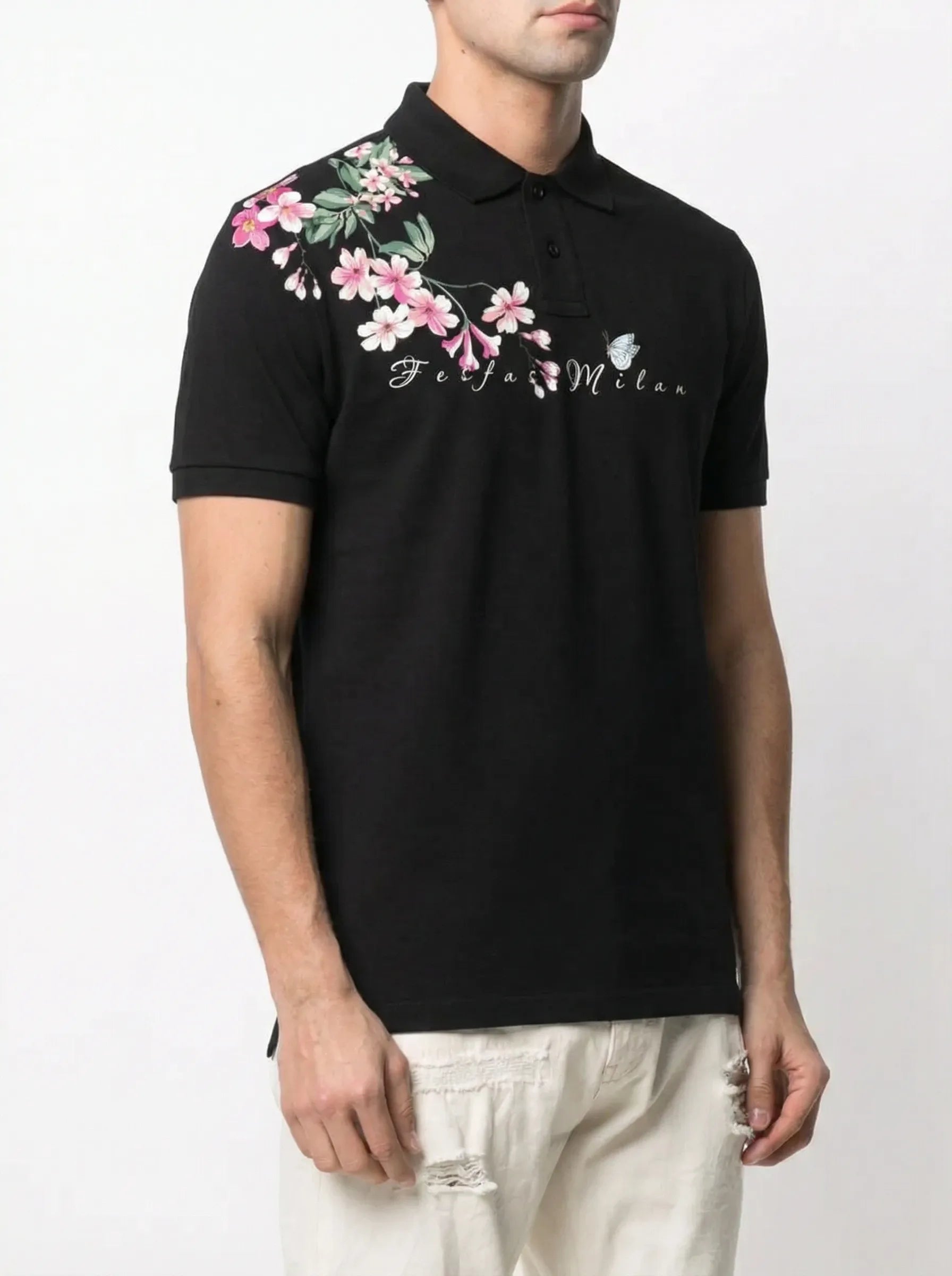FesFas Floral-print Polo Shirt | Black