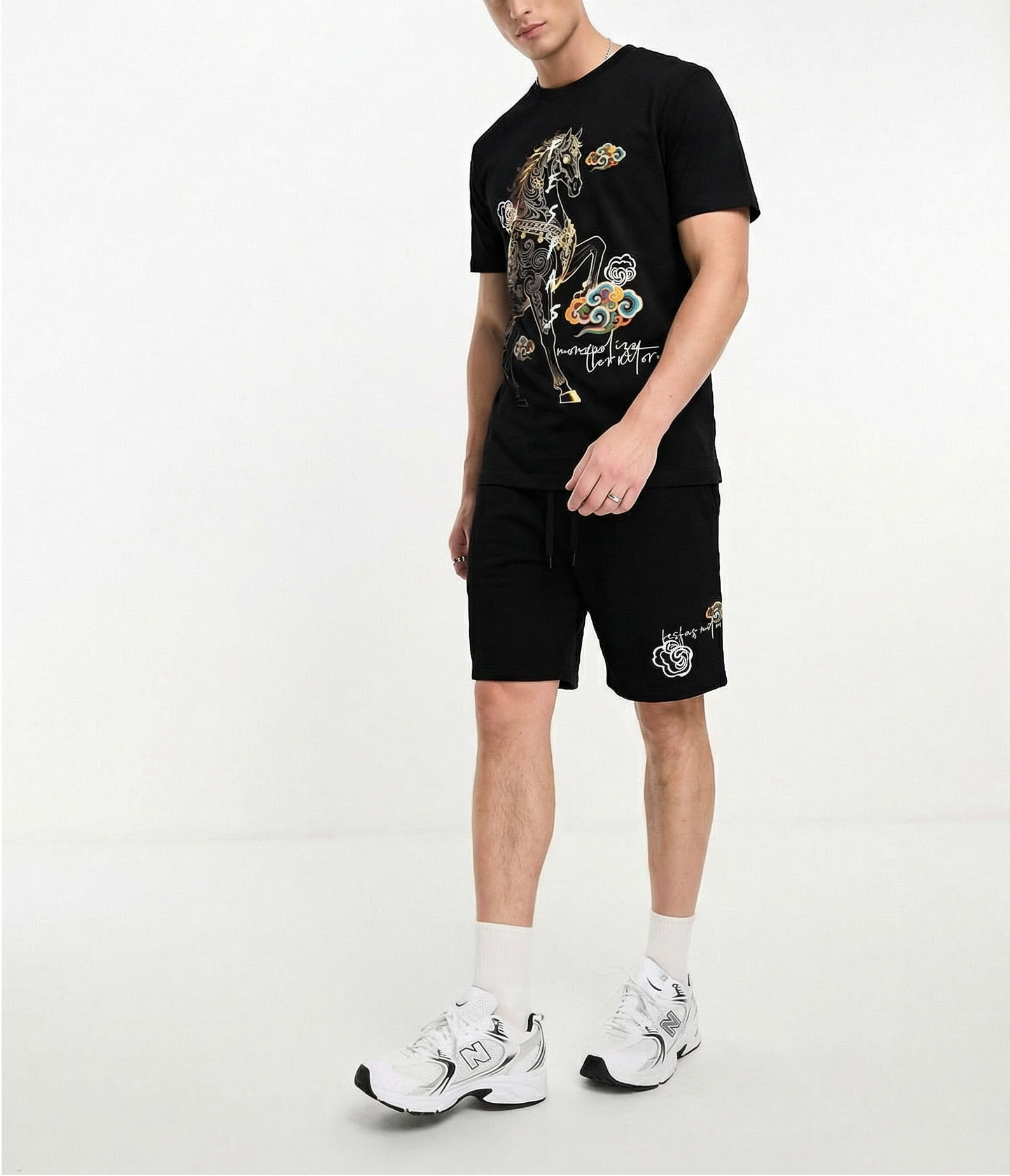 FesFas horse-print T-shirt Set | Black | Men