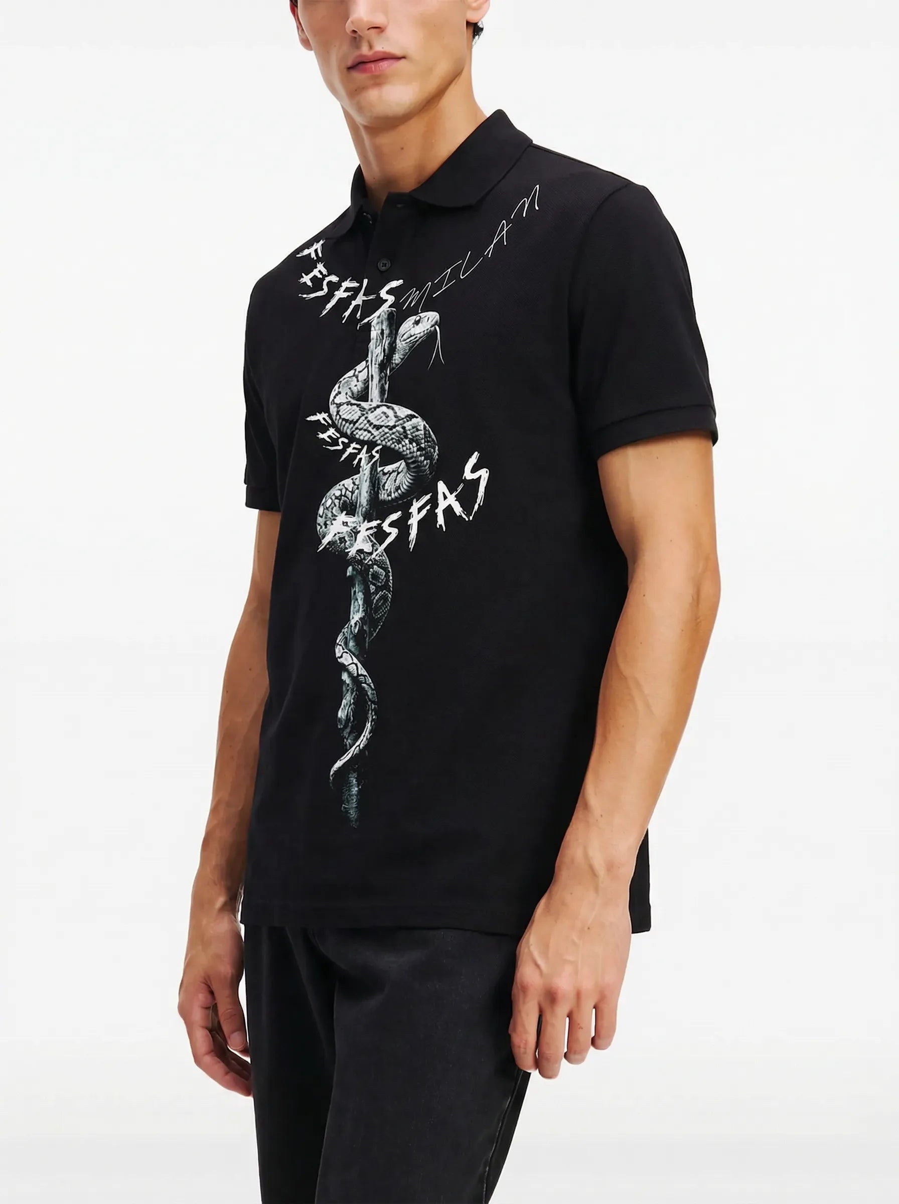 FesFas Snake-print Polo Shirt | Black