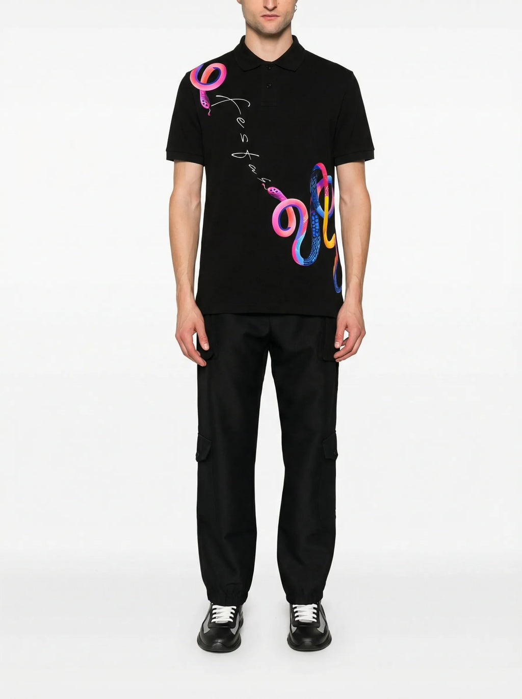 FesFas Snake-print Polo Shirt | Black