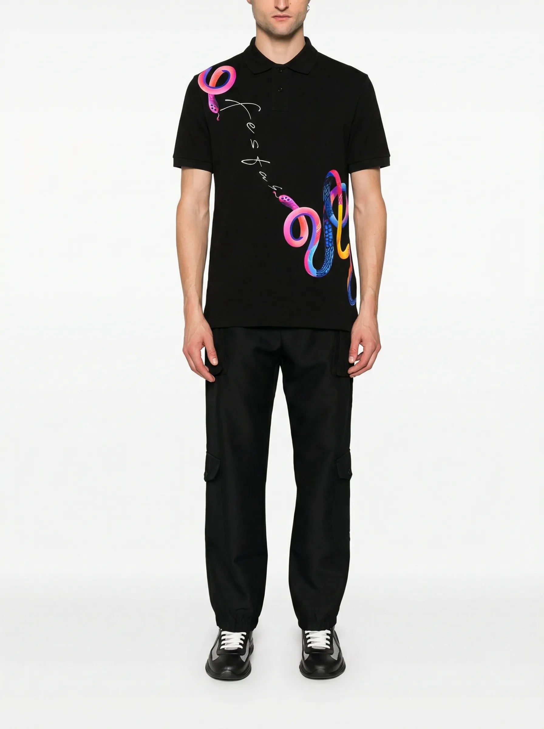 FesFas Snake-print Polo Shirt | Black