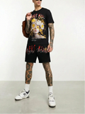 FesFas flower goddess-print T-shirt Set | Black