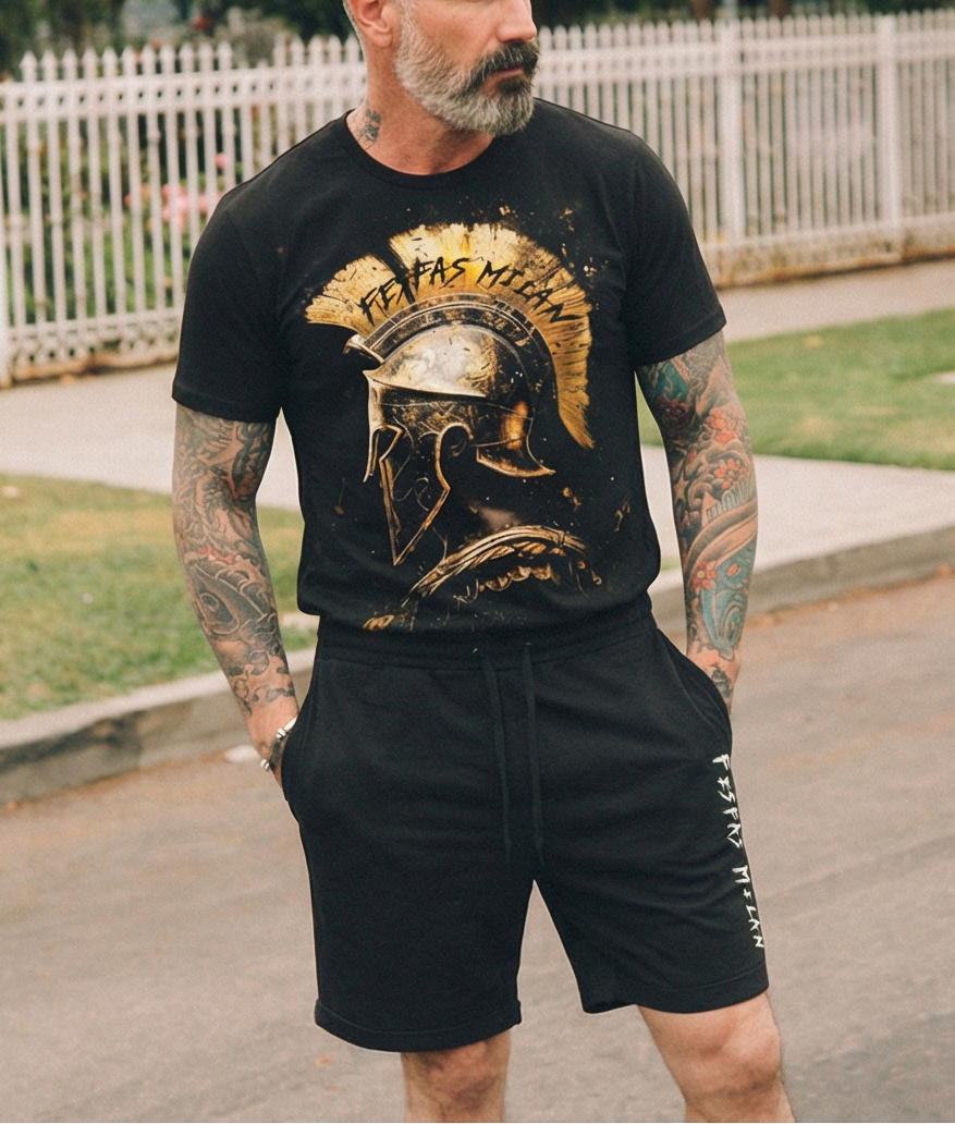 FesFas sparta-print T-shirt Set | Black
